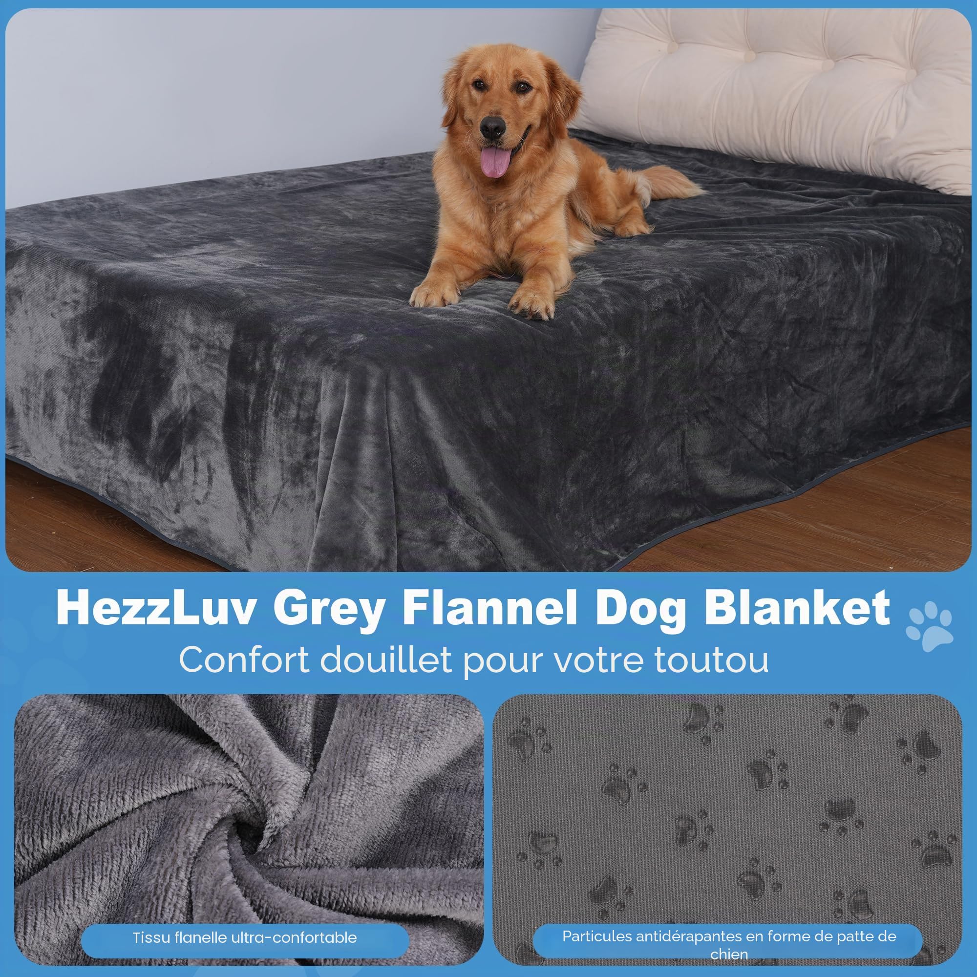 Couverture Imperméable pour Chien 152x203 cm, Plaid pour Animaux en Flanelle Lavable pour Canapé et Lit, Antidérapant, Protecteur de Meubles pour Chiens et Chats de Petite à Arande Taille