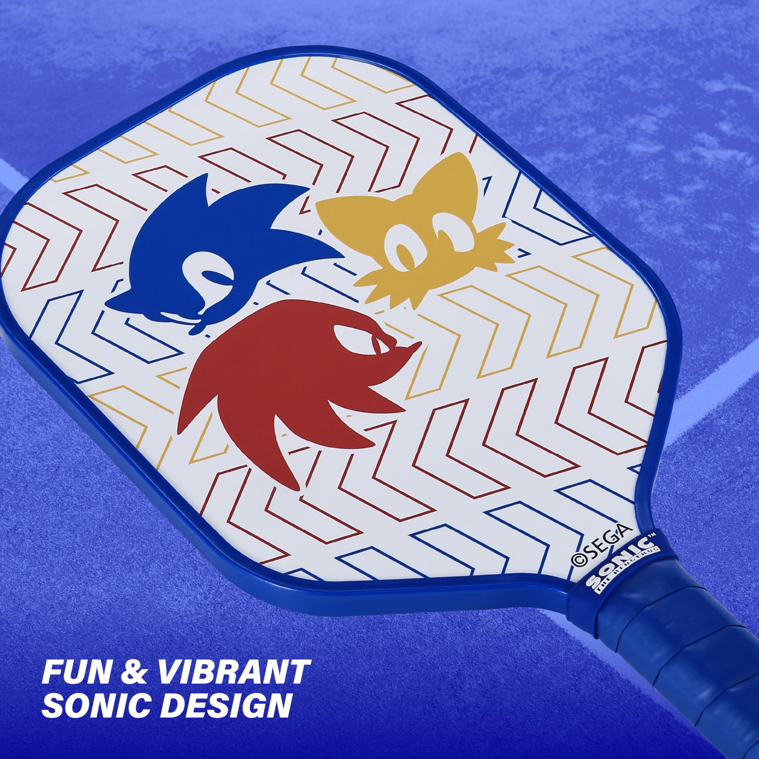 Sonic – Set di 3 pezzi in fibra di vetro con pagaia in fibra di vetro resistente e pickleballs, pagaia leggera ad alte prestazioni per giochi interni ed esterni