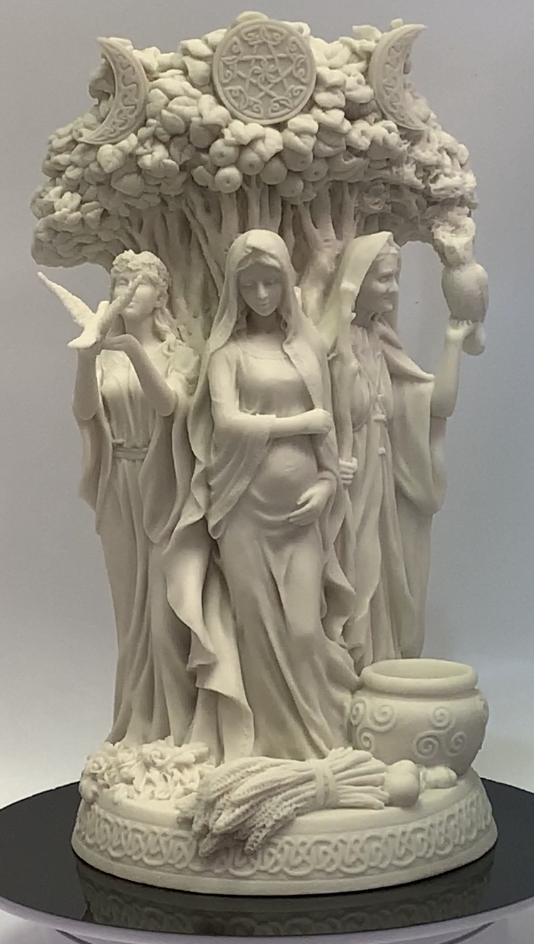 Estatua de resina triple diosa celta 10.5 pulgadas blanca miniatura 7