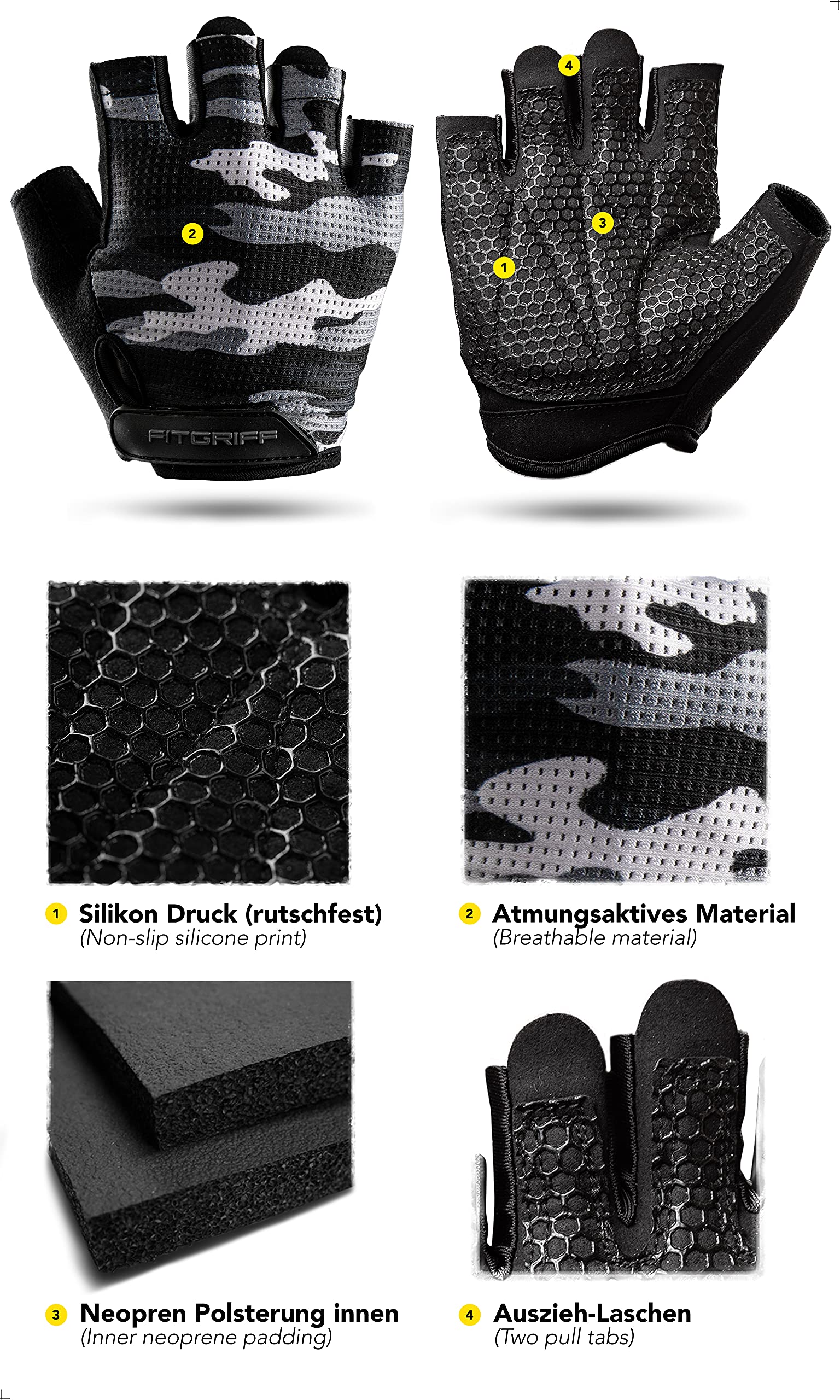 Gants De Musculation V3 – Antidérapants – Homme Et Femme – Taille 5 (14-16cm) – Noir