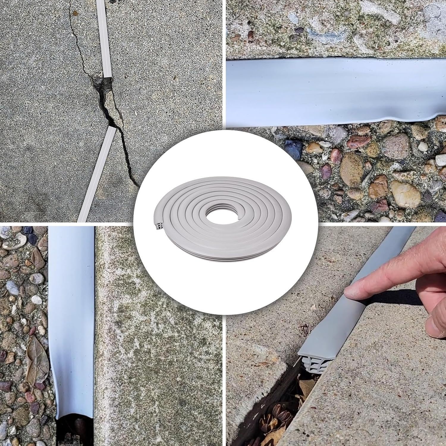 Flexible EPDM Rubber Strip Concrete Expansion Joint Filler (100 ft Long,1/2 inch Wide) Driveway and Sidewalks Crack Filler, Weather and Aging Resistant-for Concrete Crack Repair Replacement
