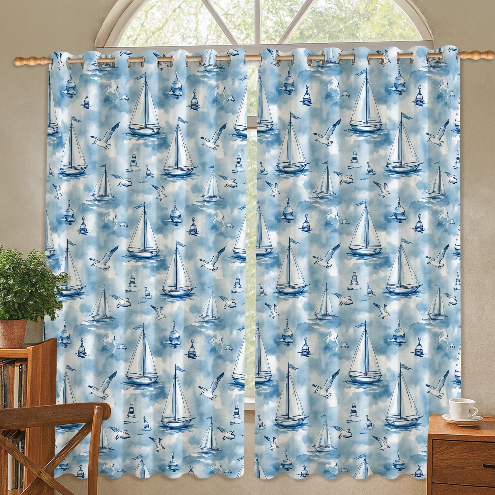 Rideaux occultants thermiques bleu 132x137cm salon chambre voilier