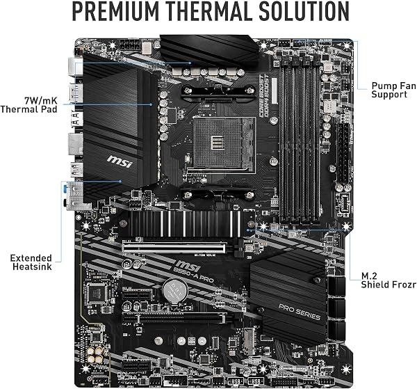 MSI B550-A PRO Motherboard ATX - Supports AMD Ryzen 3rd Gen Processors, AM4, DDR4 Boost (4400MHz/OC), 1 x PCIe 4.0/3.0 x16, 1 x PCIe 3.0/3.0 x16, 1 x M.2 Gen4 x4, 1 x M.2 Gen3 x4, HDMI, Gigabit LAN - 2