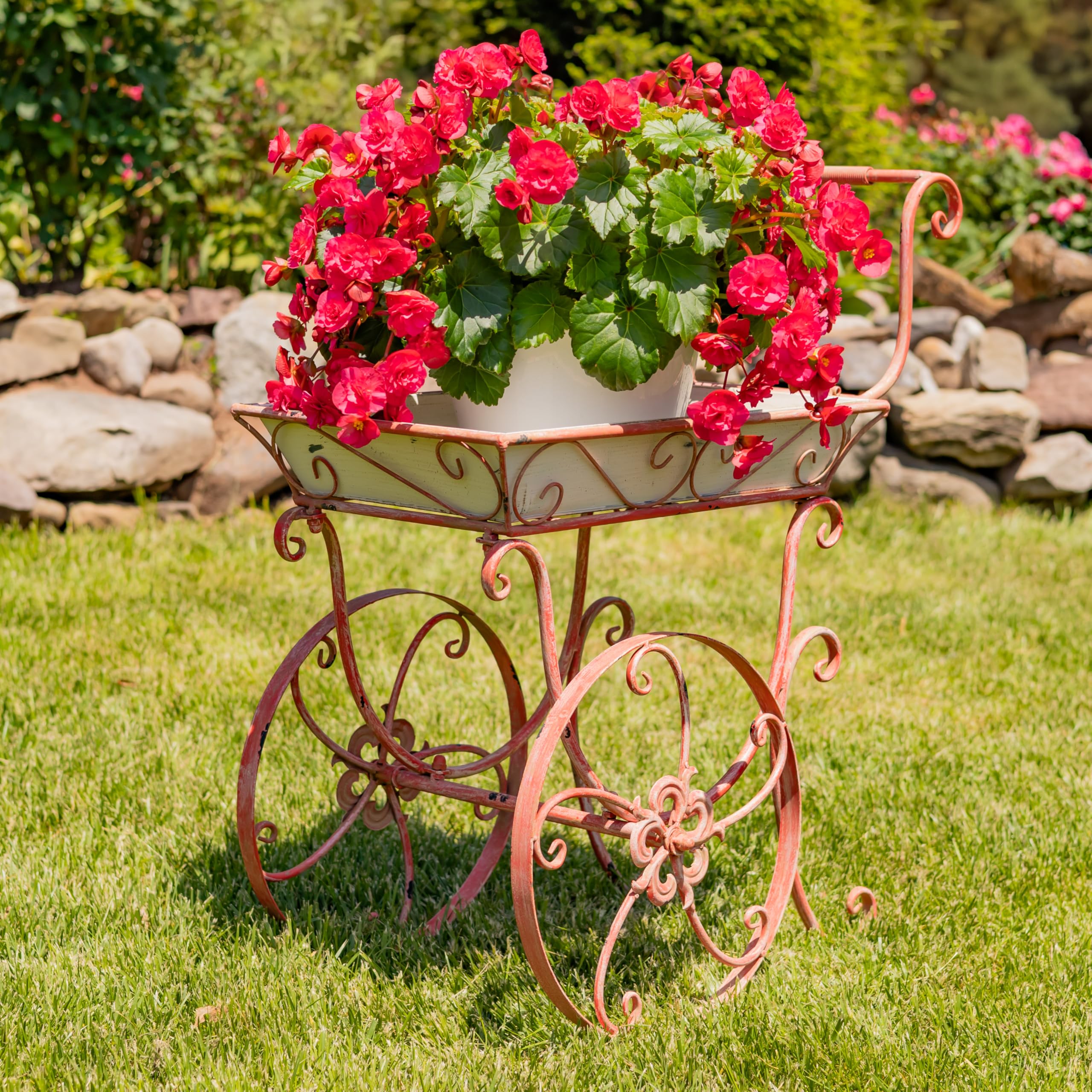 Amazon.com : Zaer Ltd. Metal Garden Cart with Handle and Wheels