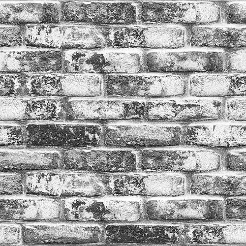 Yancorp 32.8ft Brick Wallpaper Peel and Stick Contact Paper Waterproof Self-Adhesive Eeasy Peel Off Wallpaper White Grey