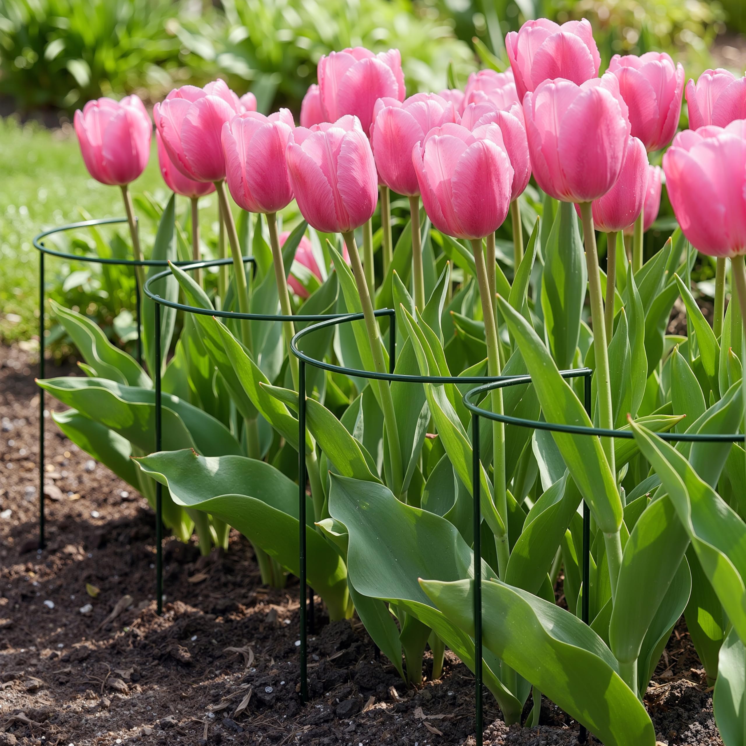 Sillar 10 Tuteurs pour Plantes Semi-Circulaires 25 x 40 cm, Support Plante Jardin en Fer Revêtu, pour Pivoine, Hortensia, Rosier, Tomates, Fleurs, Plantes Grimpantes, Protection Vent