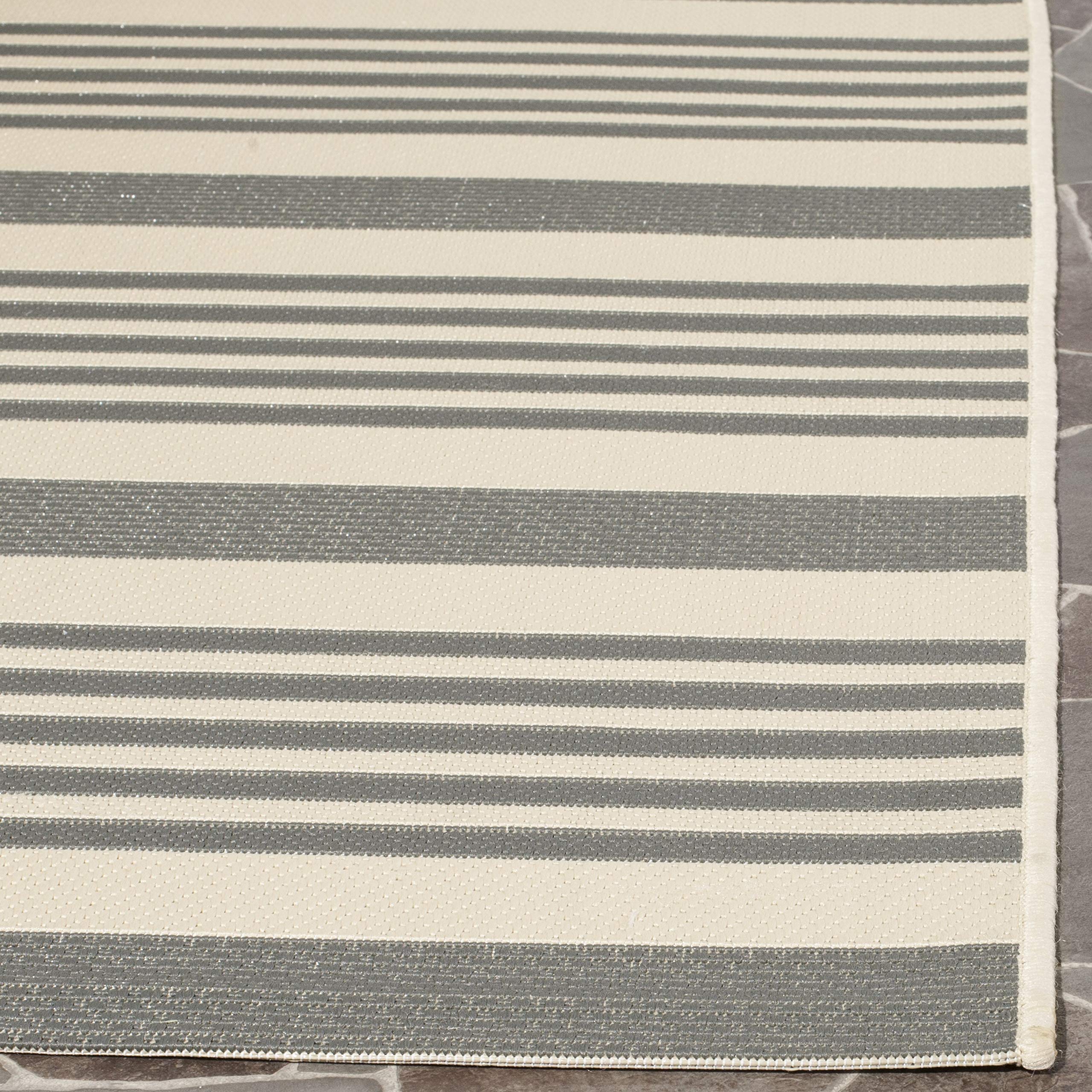 SAFAVIEH Courtyard Collection 2'3' x 10' Grey/Bone CY6062 Stripe Indoor