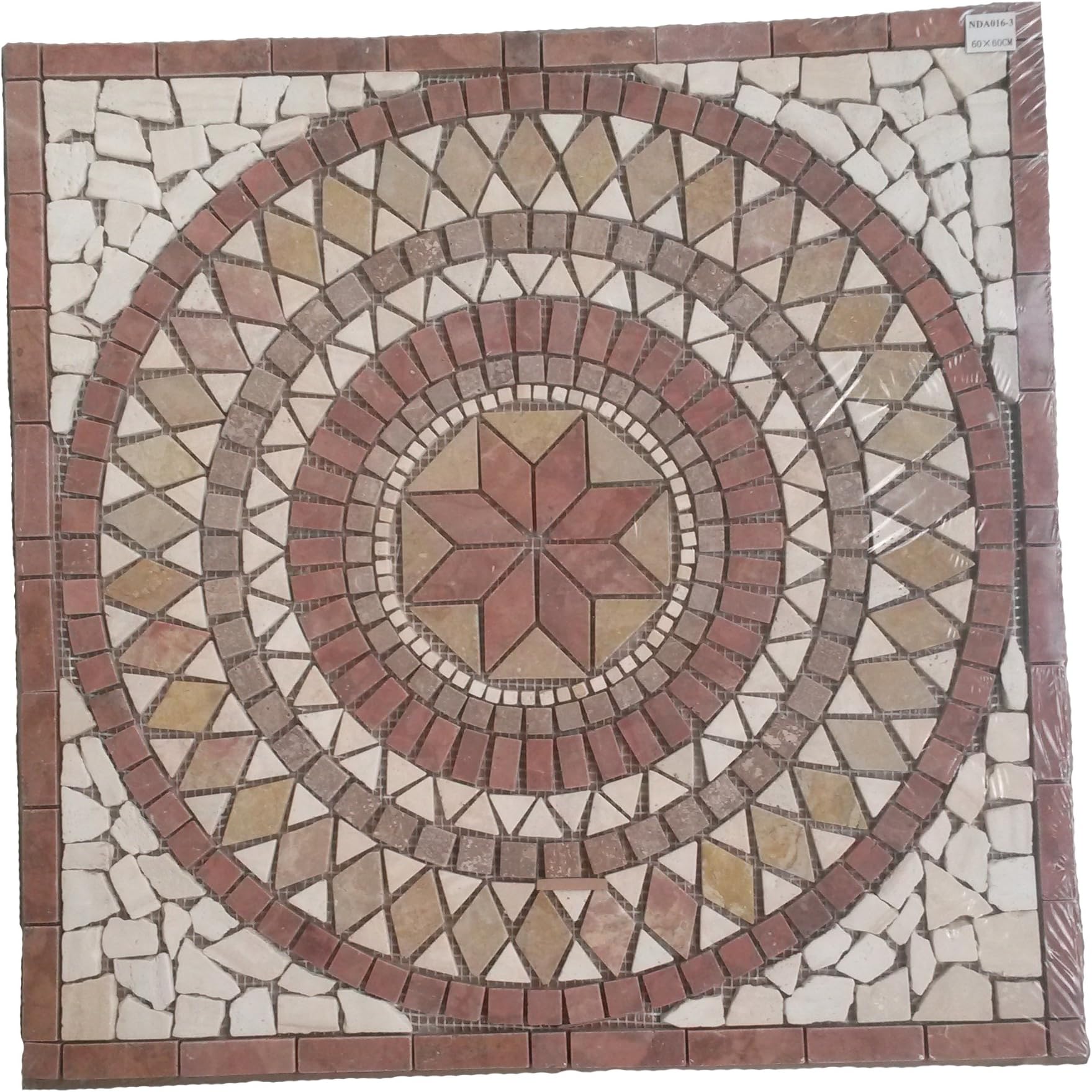 Carrelage mosaïque en marbre fait main boussole - Salle de bain, médaillon de piscine (36 po. de diamètre) - Canada