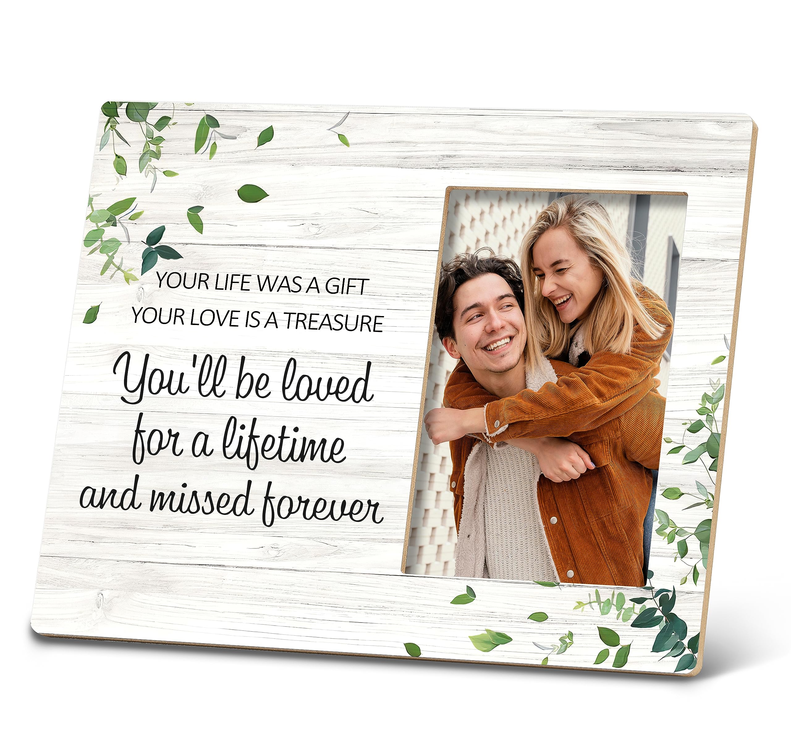 SRADMO Memorial Picture Frame,In Memory of Loved One Gifts,Sympathy Gifts for Loss of Loved One,In Loving Memory 10x8 inch Wooden Tabletop Photo Frame