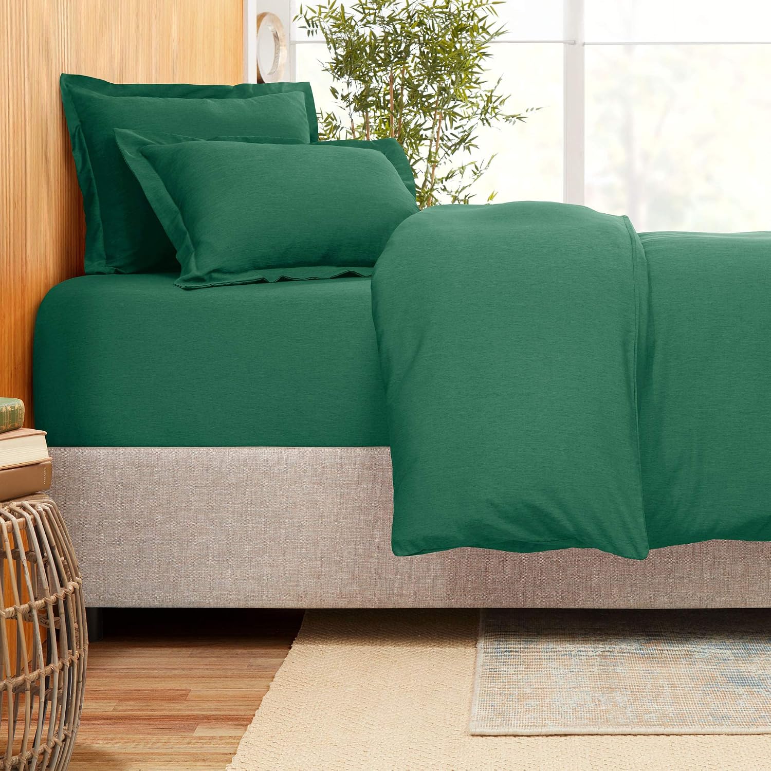 Empyrean Bedding 21” Extra Deep Pocket Fitted Sheet - Smart Blend of Luxury Soft Cool Bamboo and Microfiber - Ultra Soft and Silky - Machine Washable - 1 Piece King Size - Hunter Green