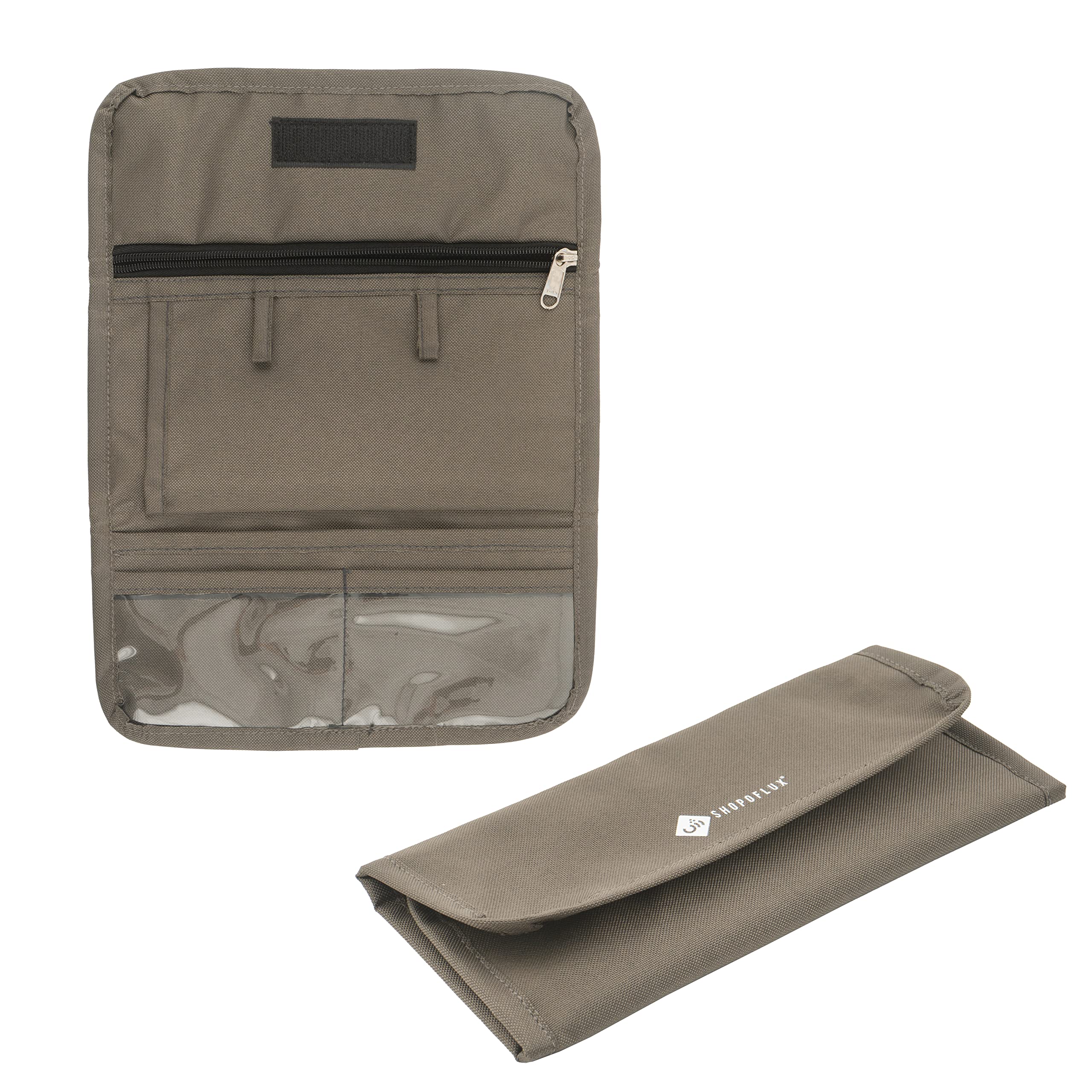 SHOPOFLUX Car Document Holder Organiser | Vehicle Document Storage Wallet for Driving Licence, RC Book, PUC, Insurance for Cars, Two Wheeler, Auto and Truck (Grey)