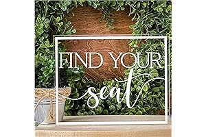 Find Your Seat Decal, 8" x 10" "Find Your Seat" Clear Acrylic Tabletop Display Sign