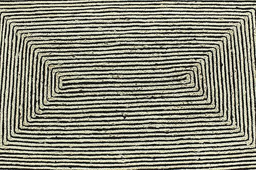 Miniatura 5 de Collection - Alfombra cuadrada de 10 x 10 pies, alfombra trenzada negra de yute geométrica, alfombra Kilim para interiores y exteriores, alfombra de