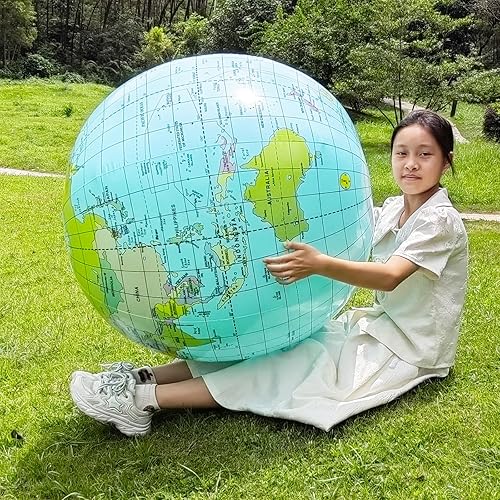 -Globo geográfico gigante de 36 pulgadas, globo inflable, globo educativo de PVC mapa del mundo, diámetro 35.4 in