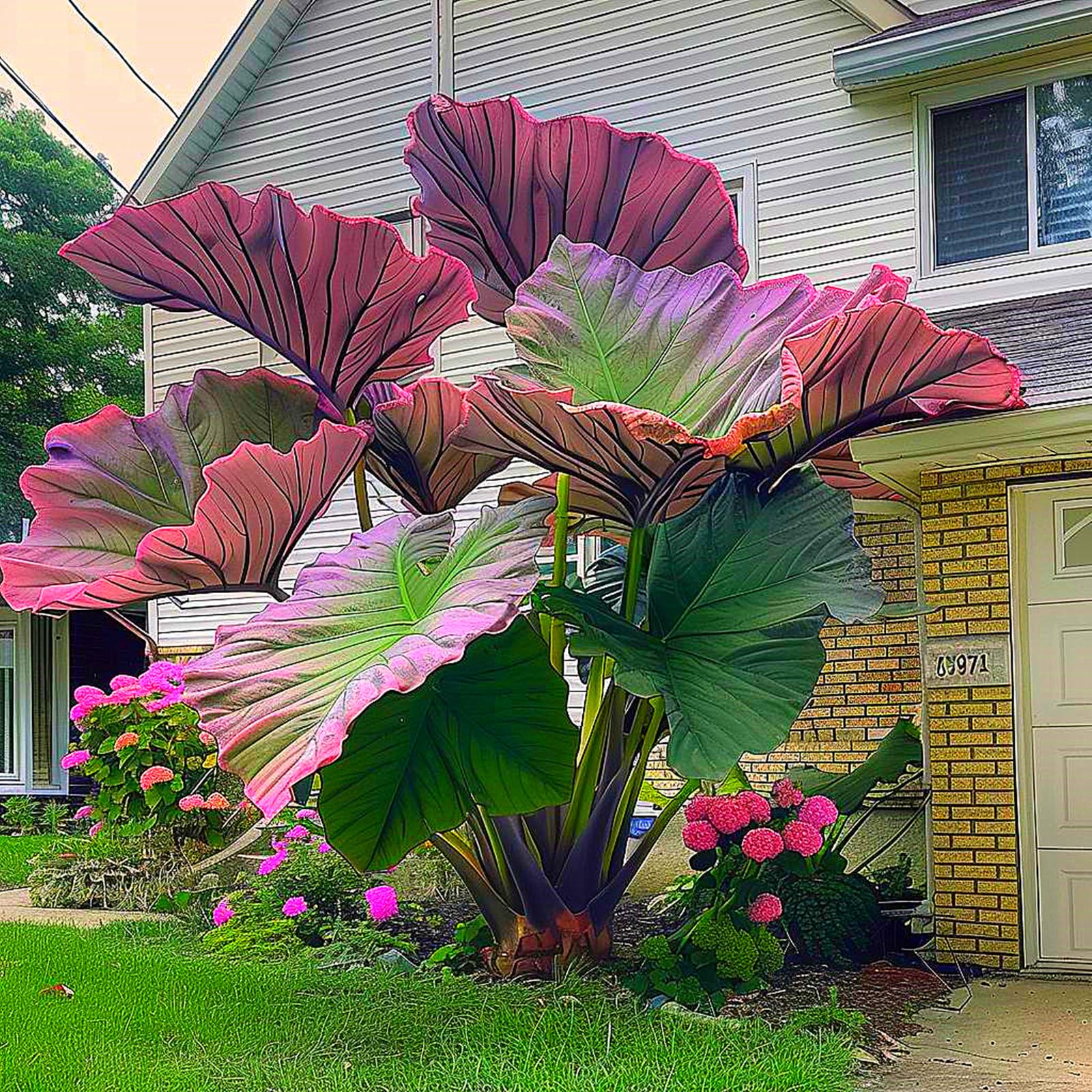 Elephant Ear Plants for Sale,Good for Containers,Golden Jade Carving Feels Beautiful,Elephant Ear Mix-5bulbs-D