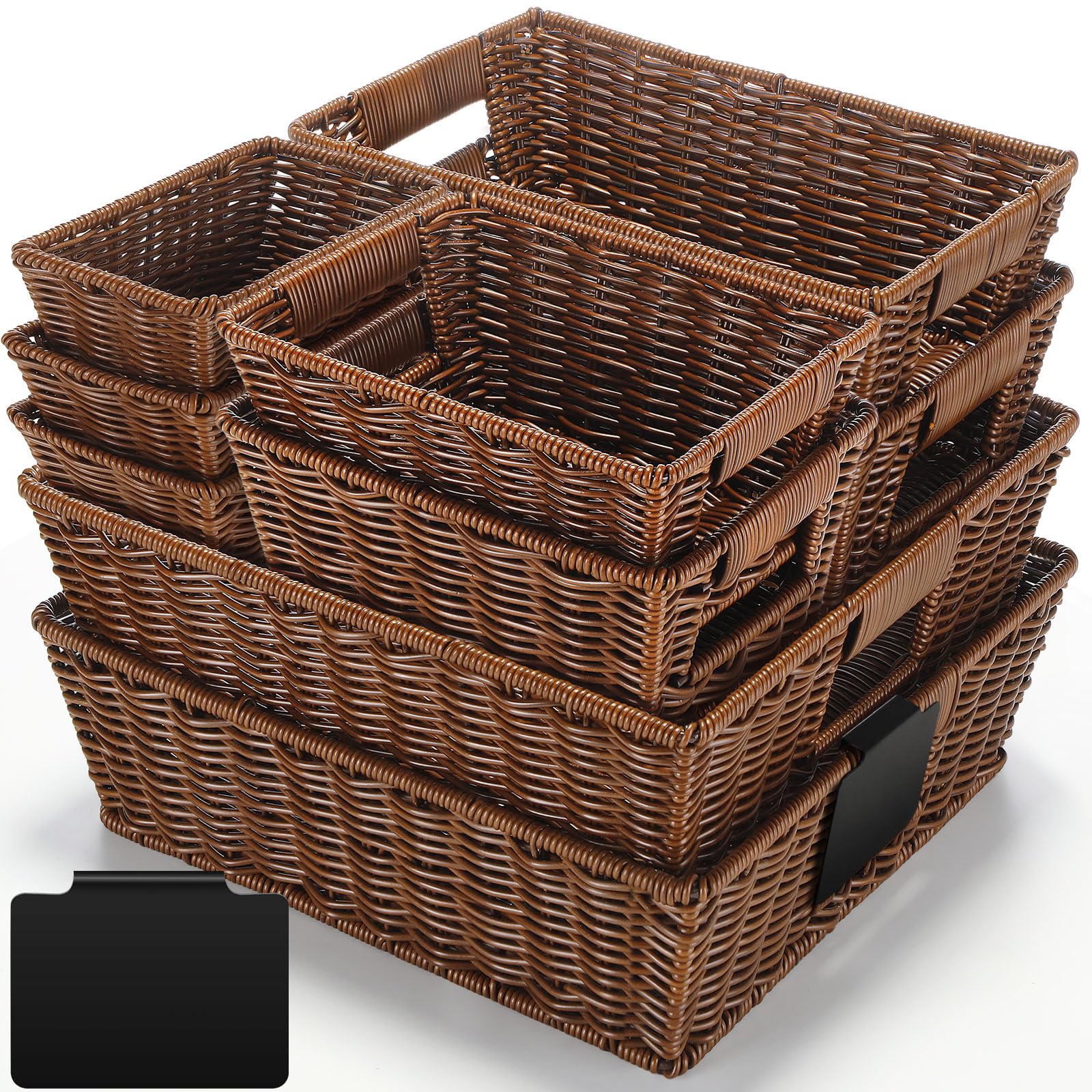 邦楽 Brown Basket Handwoven brown basket with handles XXL is made of paper