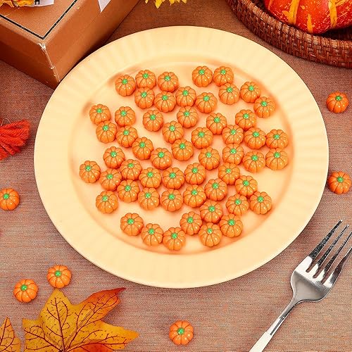 Miniatura 4 de JUNEBRUSHS 120 Piezas Calabazas Artificiales Mini, Calabaza de Resina de Cosecha de Otoño Acción de Gracias Calabazas Falsas Calabaza Pequeña de