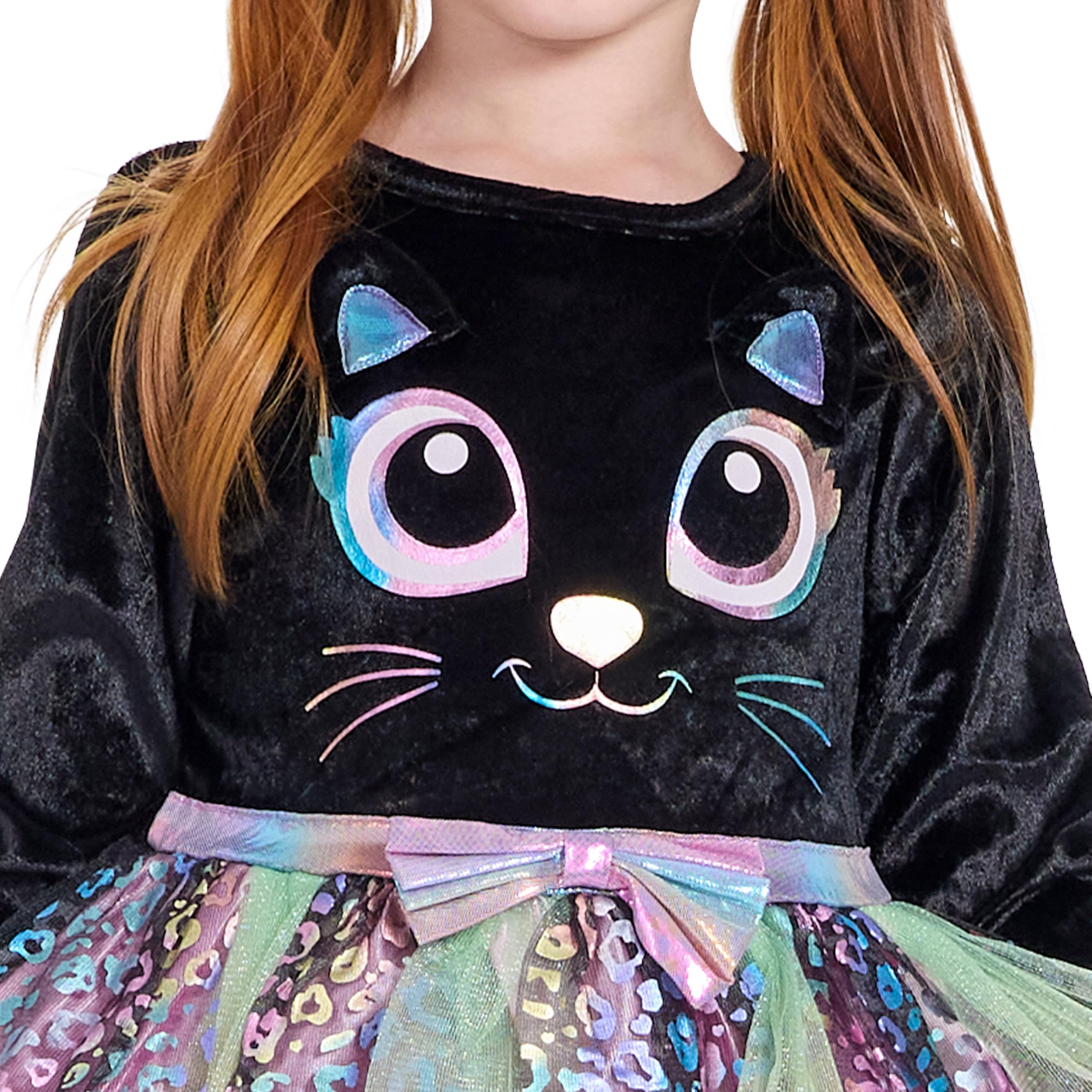 IKALI Baby Mädchen Katzen Kostüm Kleid Süßes Schwarzes Katze Outfit mit Regenbogen Tüllrock Für Karneval Fasching