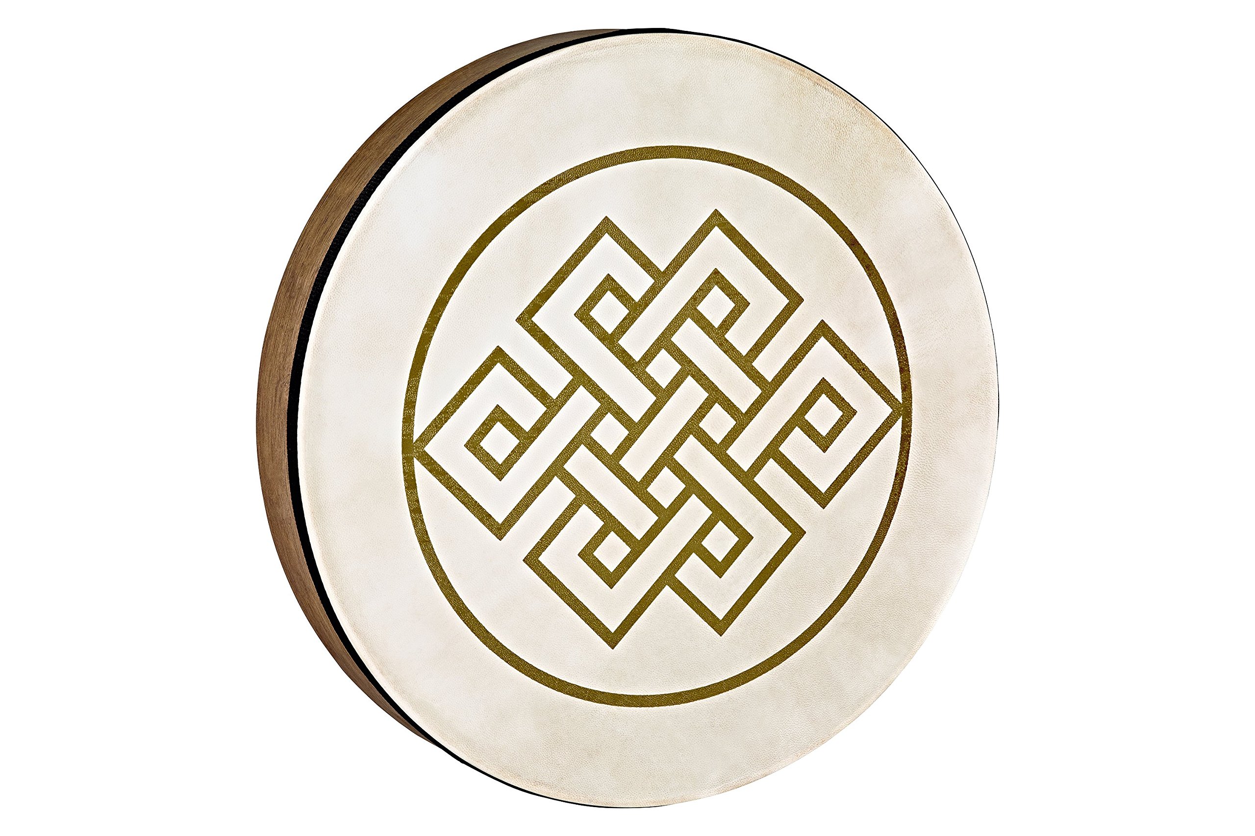 Sonic Energy 16“ Hand Drum – motyw Endless Knot – drewniany bęben ramowy do medytacji, podróży dźwiękowych, perkusji – instrument szamański z kozią skórą (HD16WB-EK)