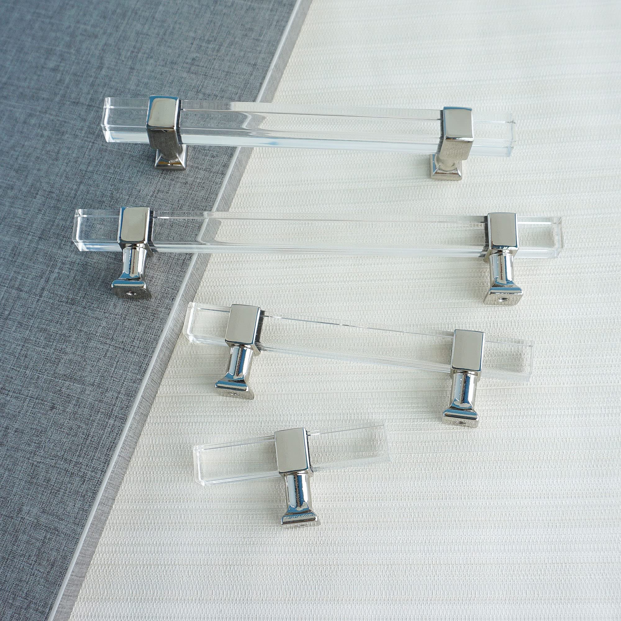 3" Clear Acrylic Drawer Pulls Handles Cupboard Bedroom Kitchen Cabinet Door Knobs Pulls (3" Hole to Hole)