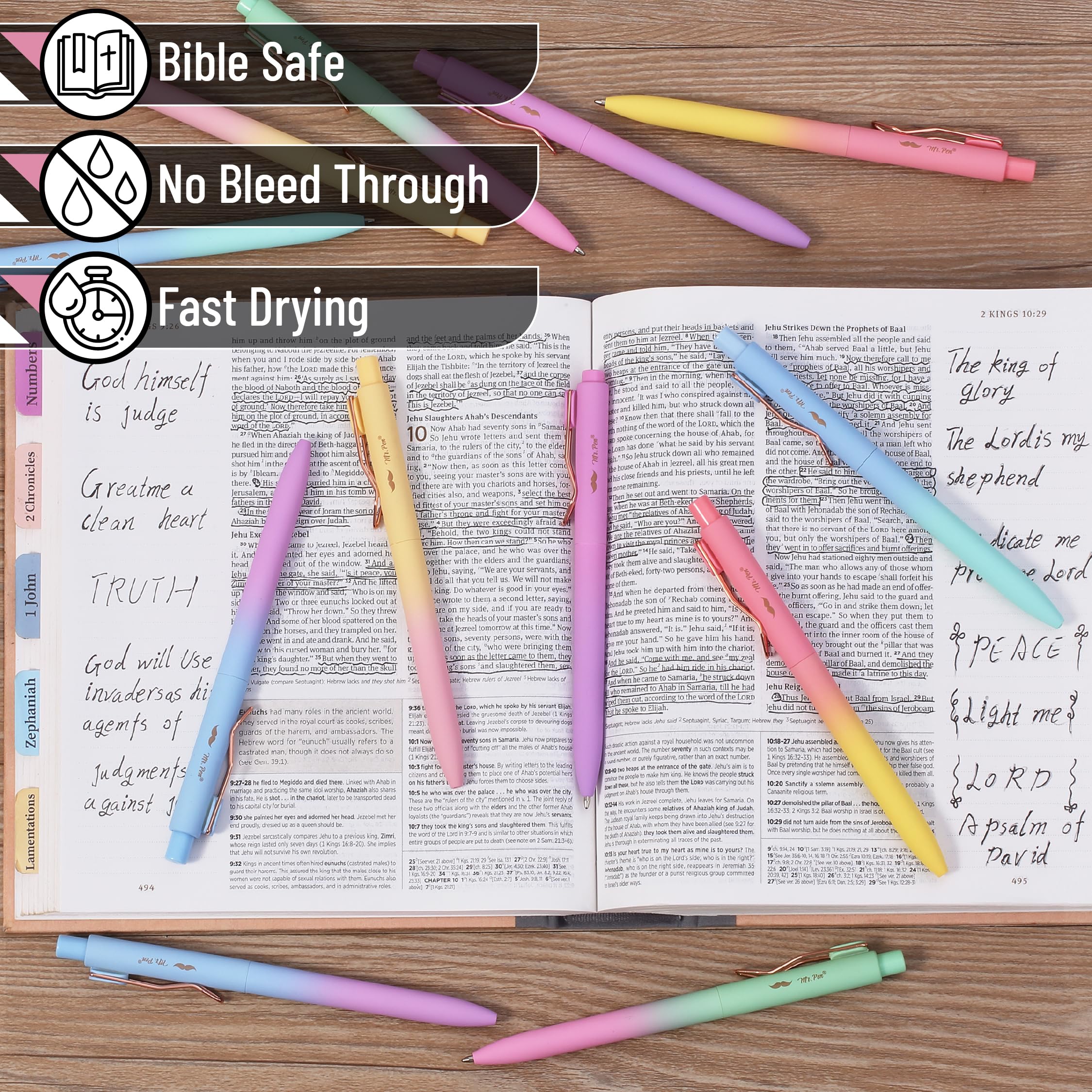 Mr Pen- Ballpoint Pens 12 Pack Gradient Color Barrels Black Ink Cute Ballpoint Pens Black Ink Cute Pens — view 3