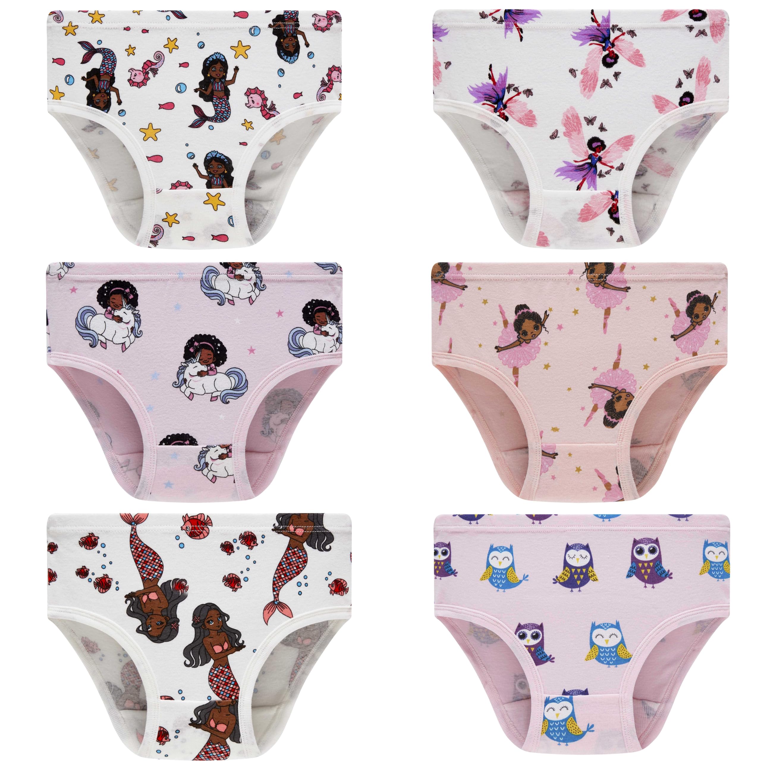 Family Feeling Girls Soft Underwear - Comfortable Breathable Printed Pattern Panties for Kids