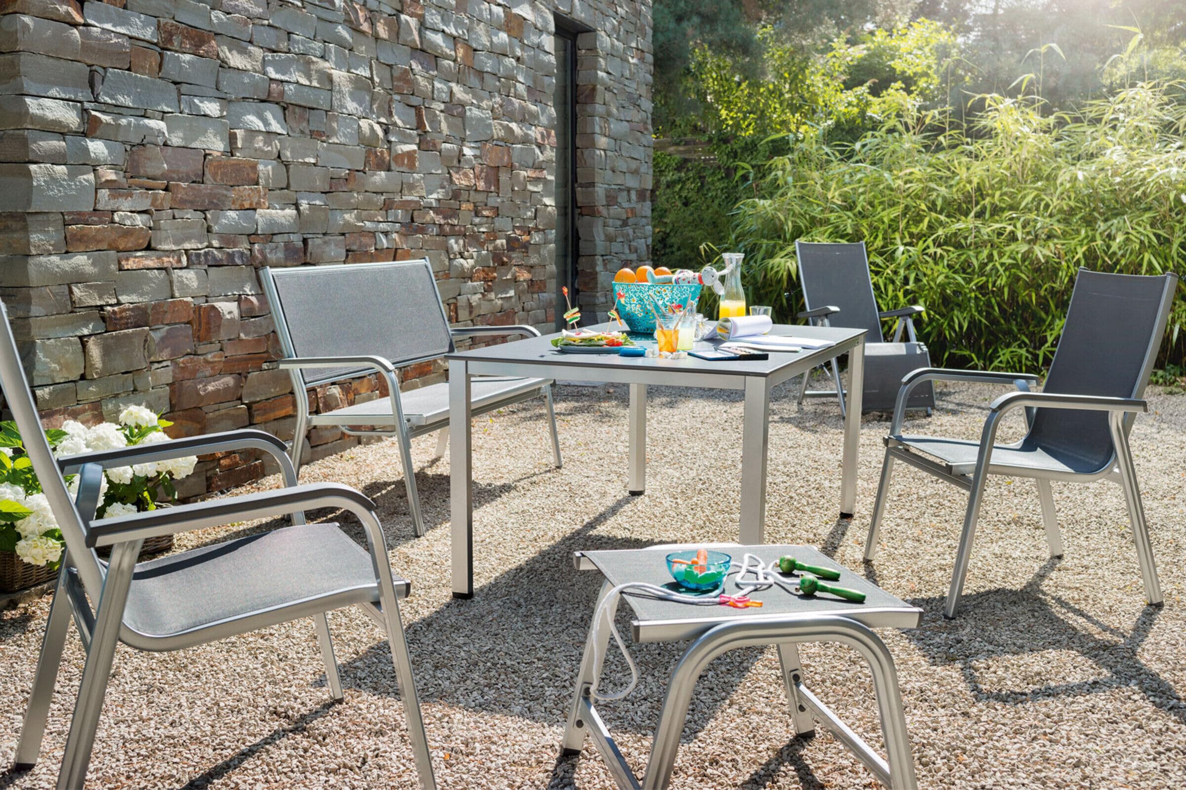 Kettler Basic Plus Advantage Relaxliege Aluminium - praktische Klappliege - Liegestuhl verstellbar & leicht zusammenklappbar - wetterfeste Gartenmöbel - silber/anthrazit