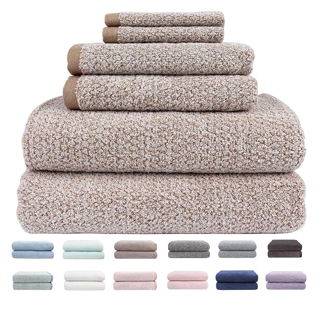 Everplush Diamond Jacquard 6 Pieces Bath Towel Set Luxury Super Soft Oversized Towels Highly Absorbent Diamond Jacquard Quick