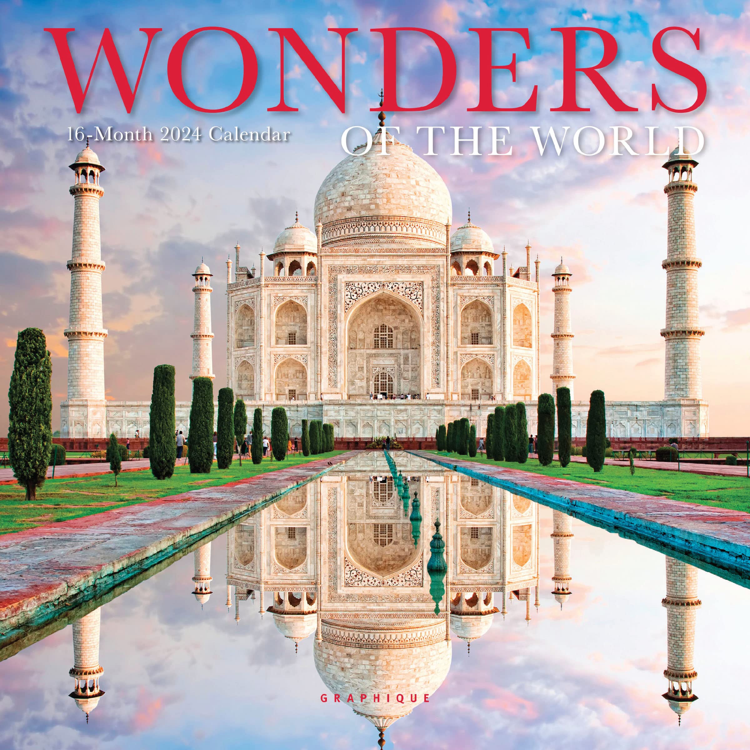Graphique 2024 Wonders of the World Mini Wall Calendar | 7” x 7” | Thick Paper | Home & Office Organizer | Large Monthly Grid | 3 Languages & Marked Holidays | 4 Month Preview Page for 2025