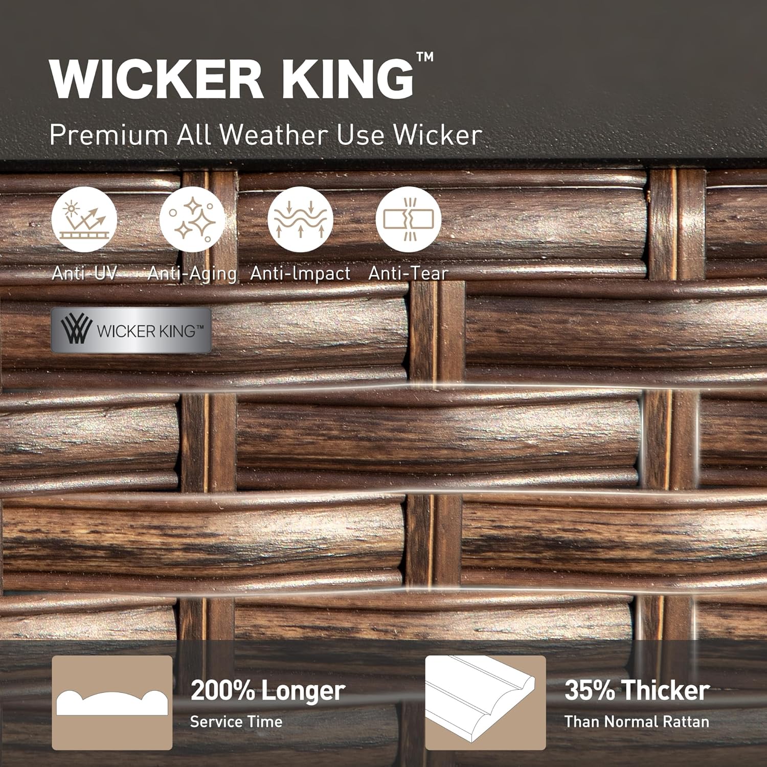 Metal Patio Furniture Sofa with 5.75" Extra Thick Cushion, 3-Seater Deep Seating & High-Back Black Frame Outdoor Couch All Weather Outdoor Seating for Deck Gazebo Porch, Peacock Blue