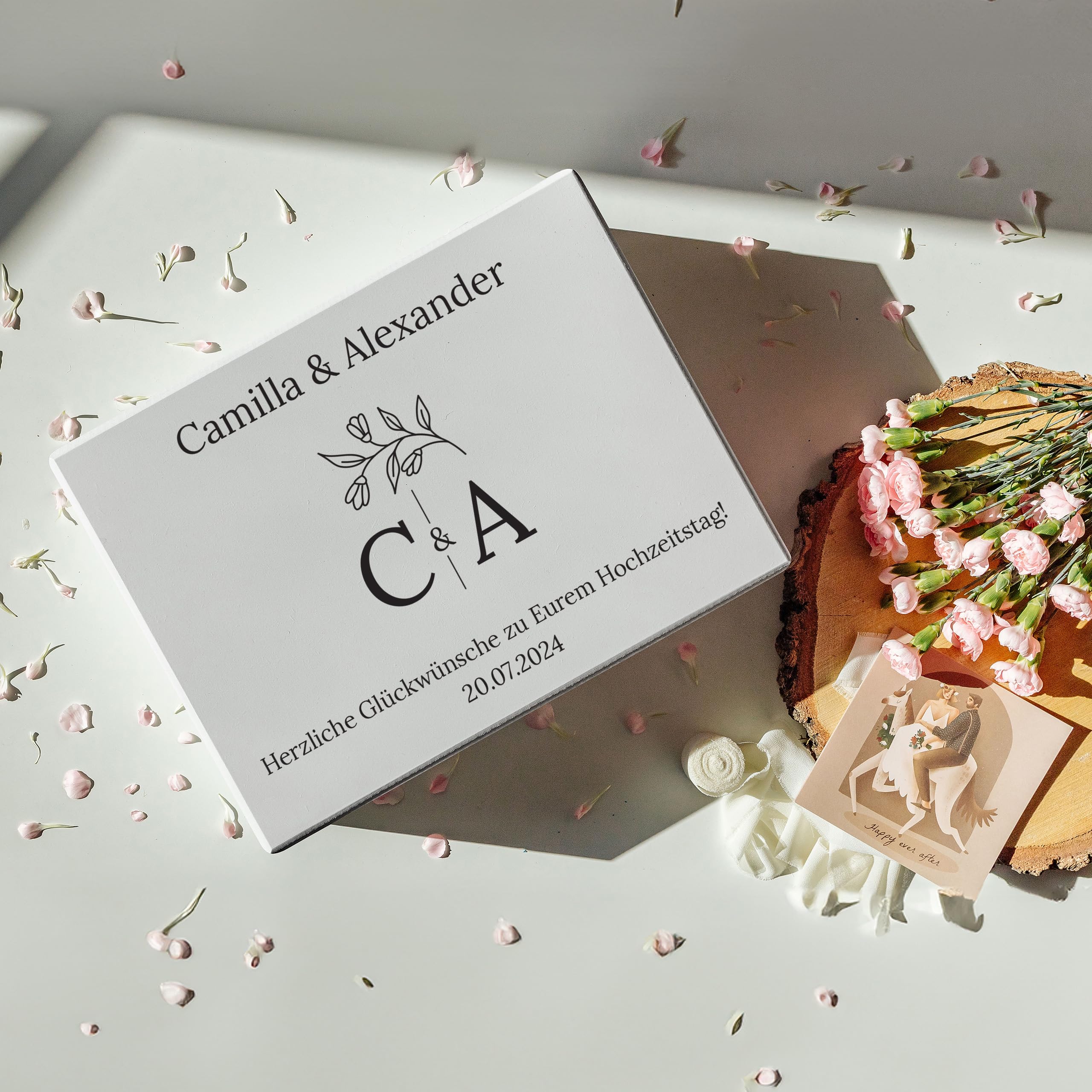 Creative Deco Weiße Hochzeitsgeschenke Personalisiert für Brautpaar | Geschenk zur Hochzeit | Erinnerungsbox Hochzeit JGA | Geschenkkiste | Holzkiste | Hochzeitsgeschenk Personalisierte Farbdruck