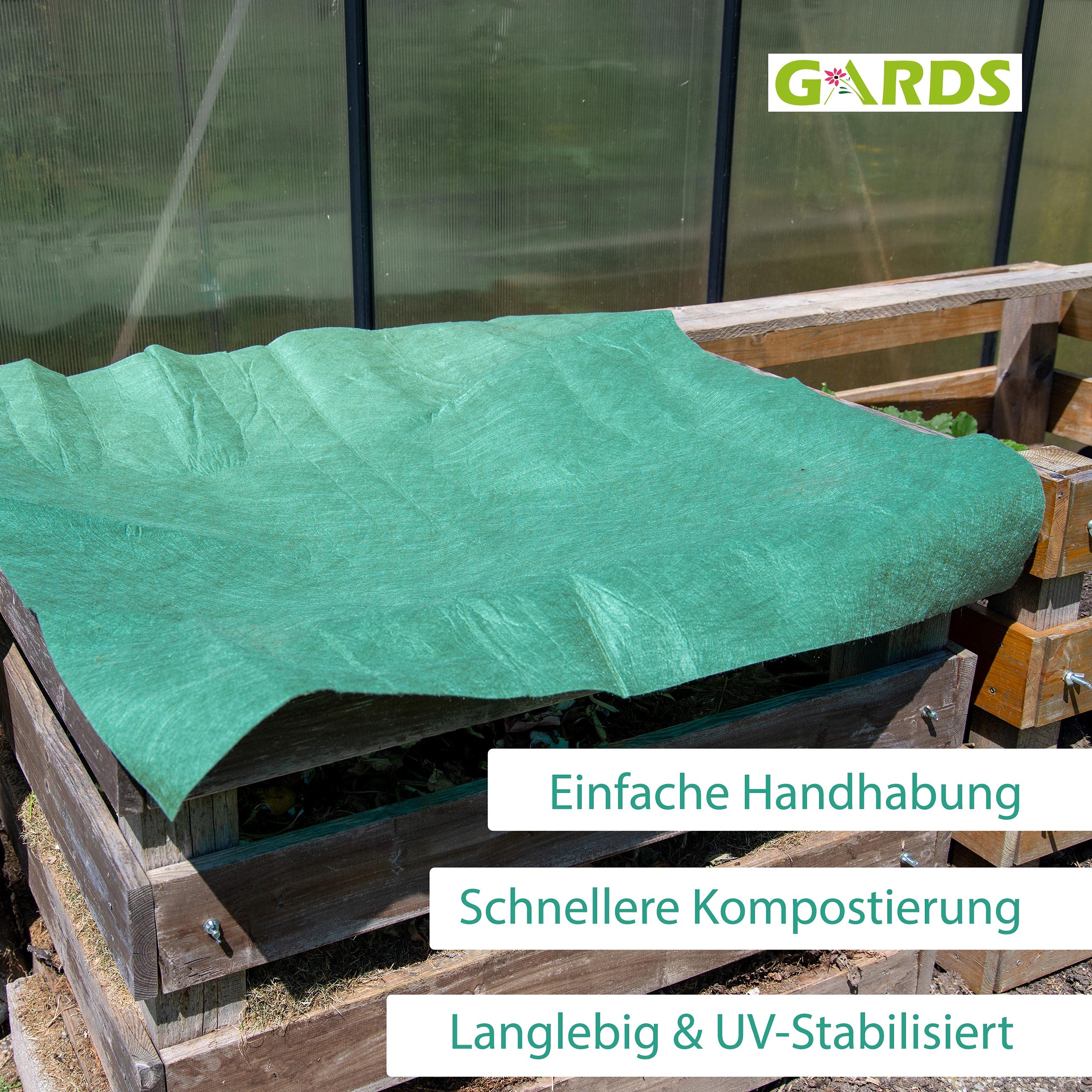 Gards NEU Kompostvlies - Kompostschutzvlies - Kompostflies, Abdeckung, reißfest - geruchsmindernd - dampfdurchlässig - UV stabilisiert - GRÜN, 2.5x2m, 200g/m2