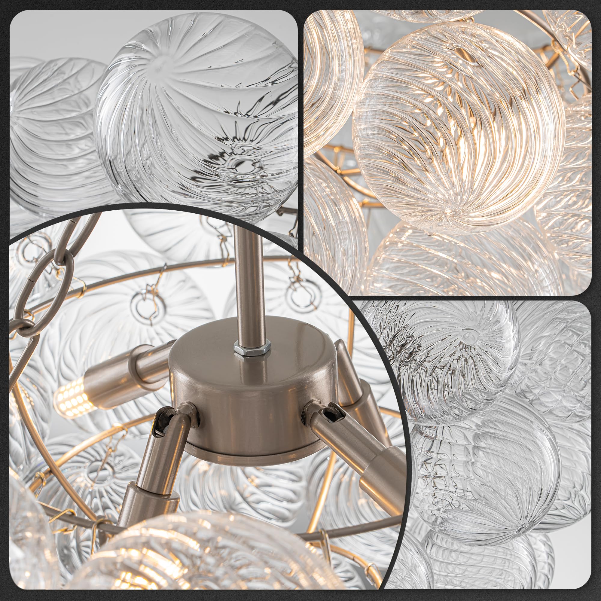 Lampadari a bolle, plafoniere a soffitto a bolle in vetro di Murano soffiato a mano con lampadine a LED, lampadario a risparmio energetico per soggiorno, camera da letto, corridoio, studio (bianco, 5