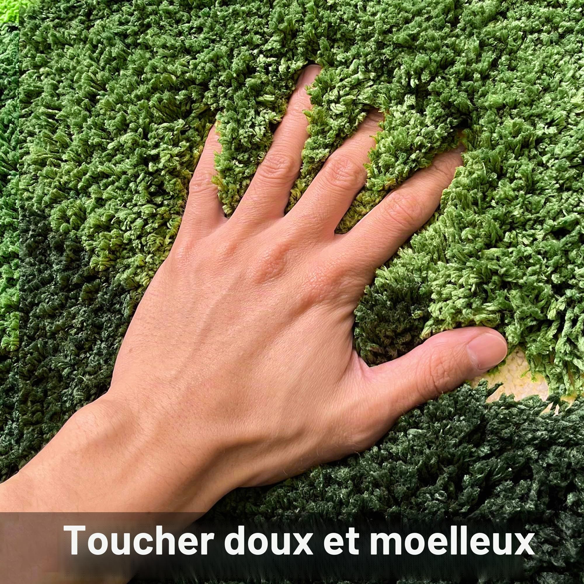 Tapis de mousse 3D à poils longs de 0,9 x 1,5 m – Tapis de bain tropical antidérapant ultra doux et lavable – Tapis de jeu pour enfants, tapis de sol pour chambre à coucher, salon, vert, 0,9