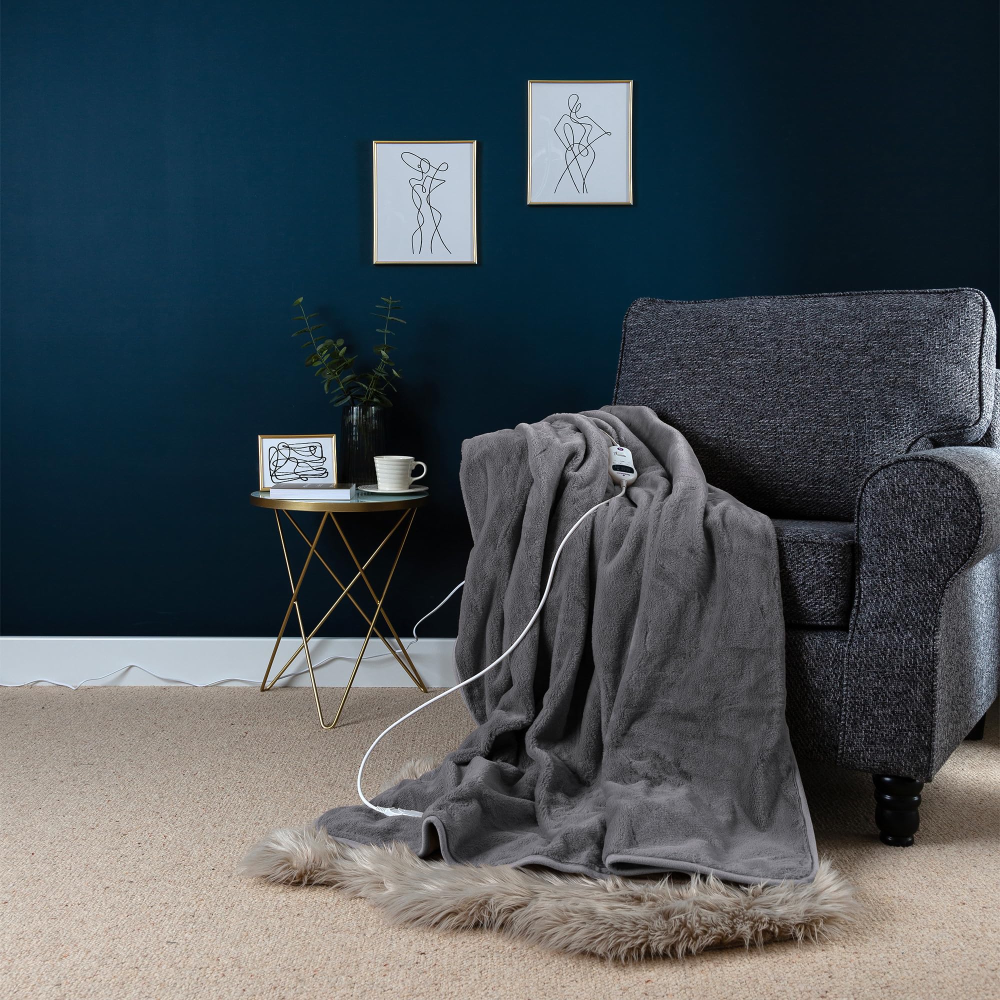 Slumberdown Elegantly Warm Heated Throw Blanket - Large Electric Blanket  for Bed, Sofas u0026 Settees, Fleece Blanket with 10-Heat Settings u0026 Hourly  Timer - Cosy u0026 Snuggly, Washable, Dark Grey (130 x