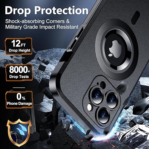 Miniatura 3 de Temdan Funda para iPhone 13 Pro, compatible con MagSafe, protección contra caídas de grado militar de 10 pies, antideslizante, 2 protectores de