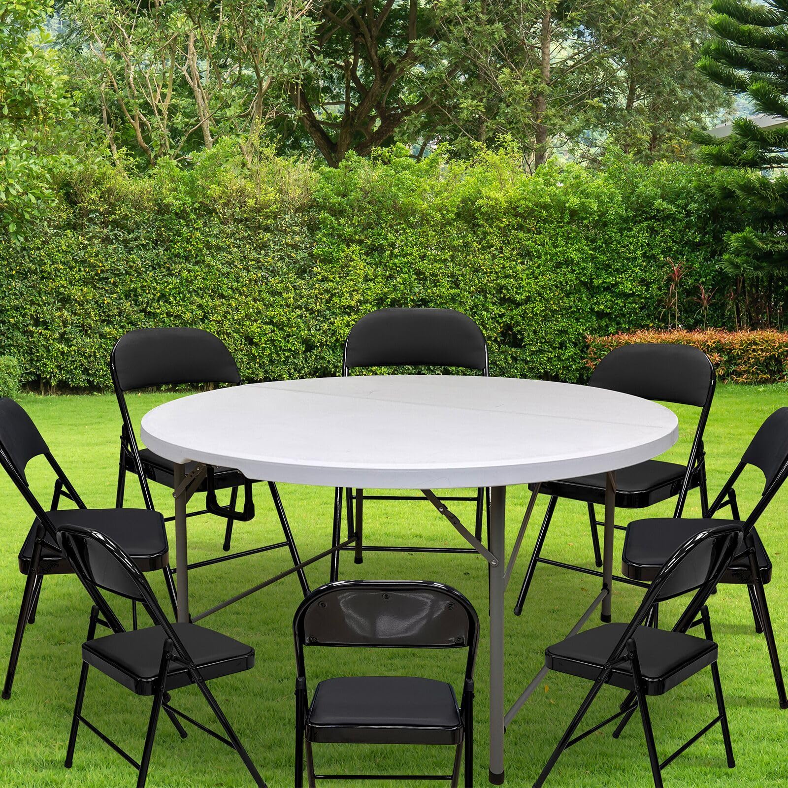 Amazon.com: HiEthan Folding Round Table 54 inches, Hold in Half