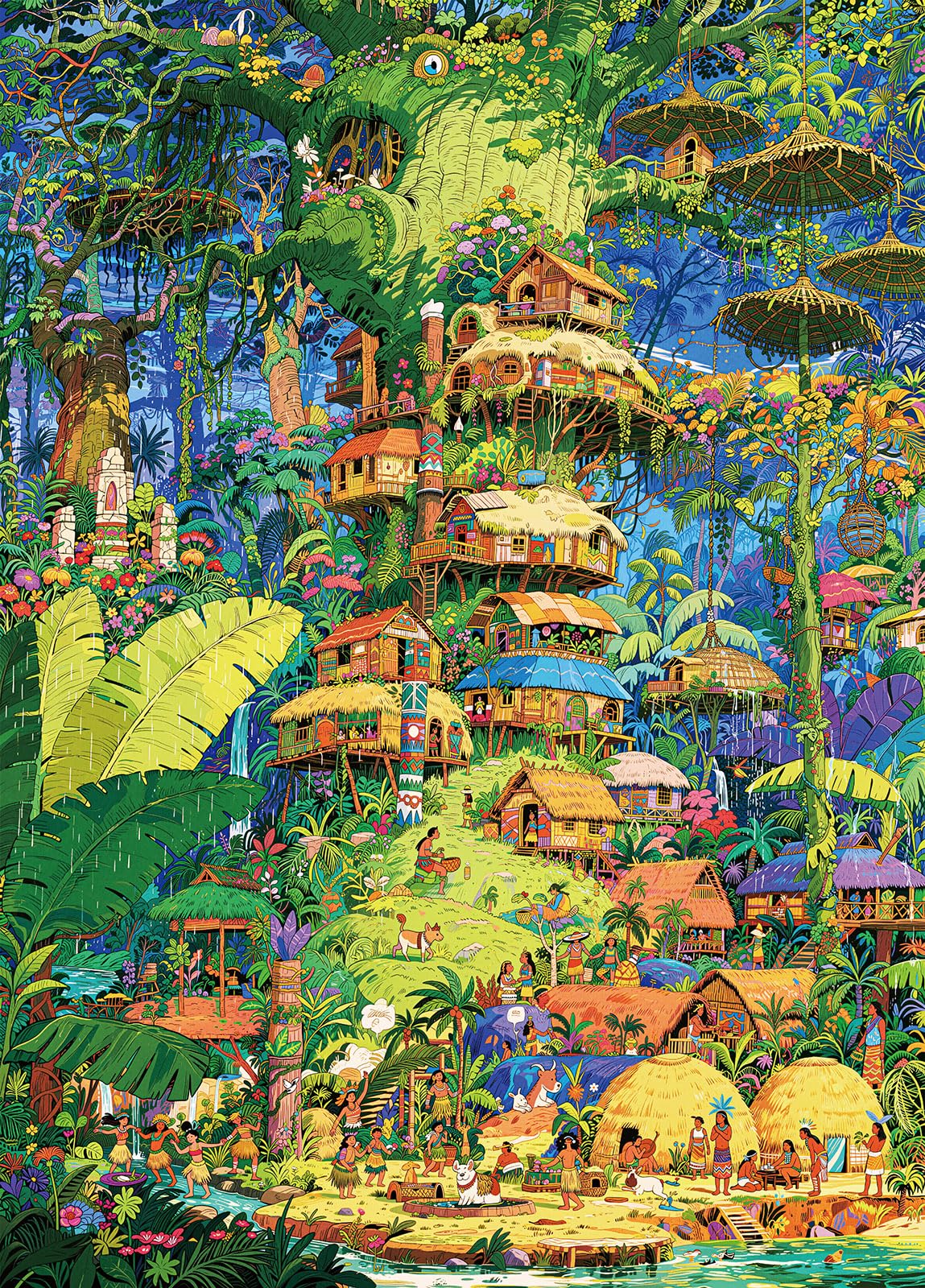 Tribal Treehouse 1000 Piece Jigsaw Puzzles for Adults