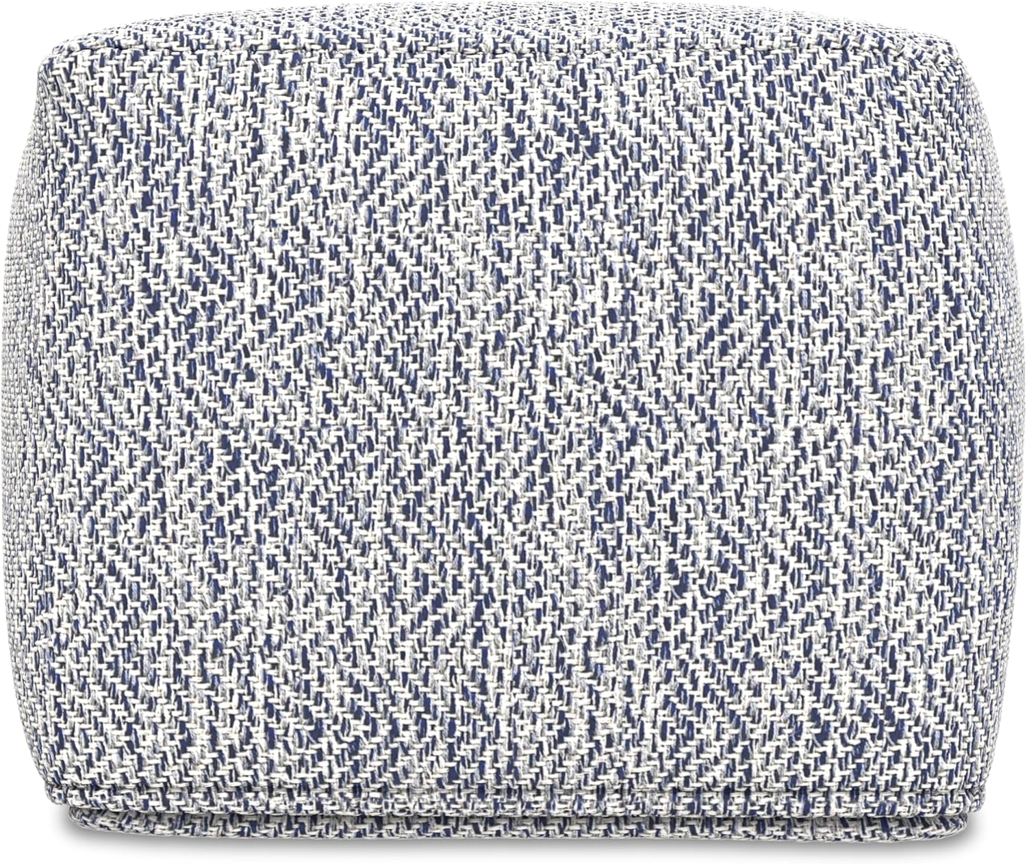 SIMPLIHOME Nate 18-inch Wide Square Pouf in Denim Mélange, Boho-Style Ottoman, Footrest, or Extra Seating for Living Room in Handwoven Cotton Fabric, Assembled