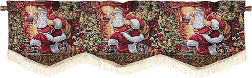Miniatura 10 de Violet Linen Tapiz decorativo de temporada navideña con diseño de flores de Pascua y velas, cenefa de ventana de 60 x 15 pulgadas