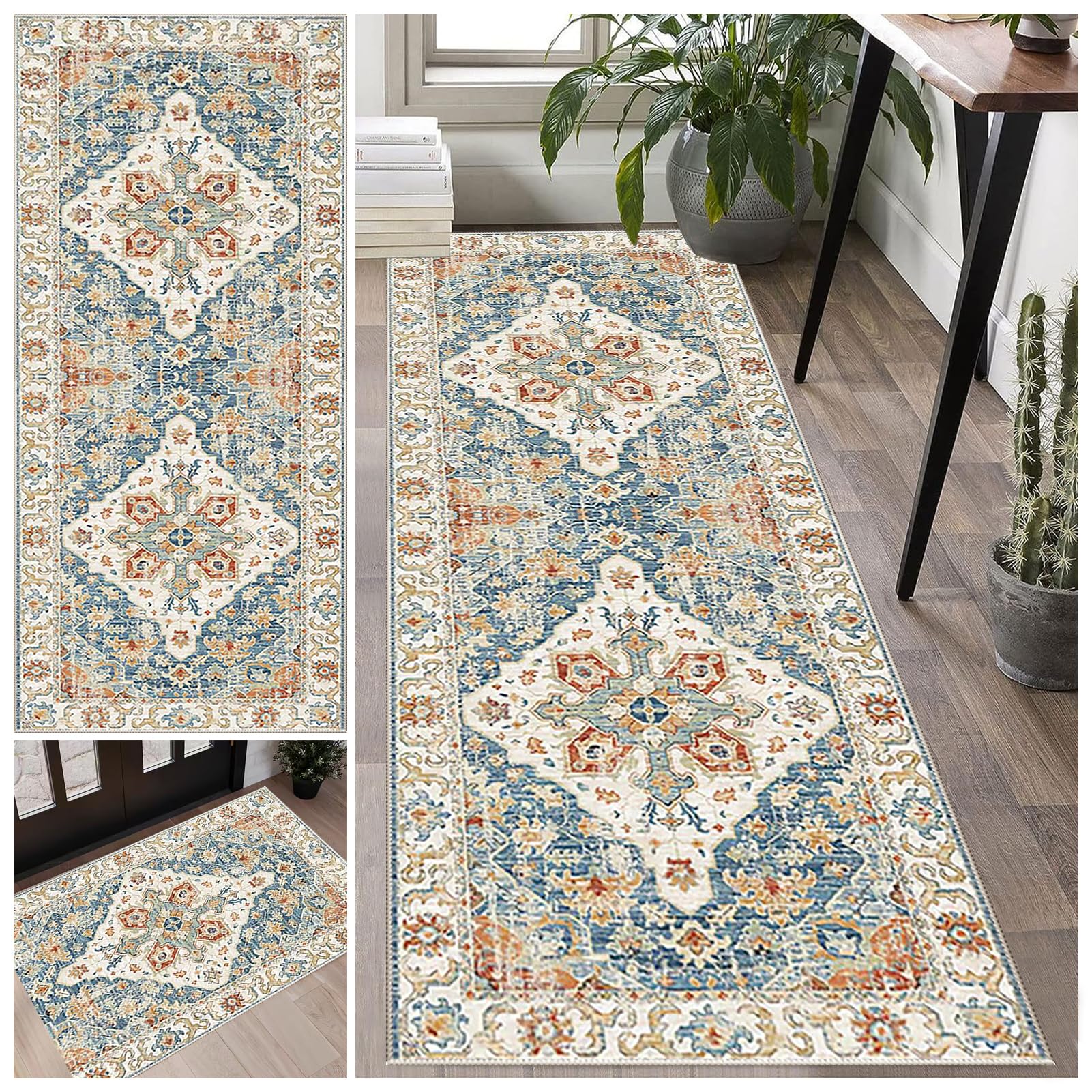 Laegnfho B231 Hallway Runner Rug Non Slip 70 X 230 Cm Rubber Backed Long Hallway Hall Runner Narrow Rugs Carpet Runners For Hallways Kitchen Rug Washable Entryway