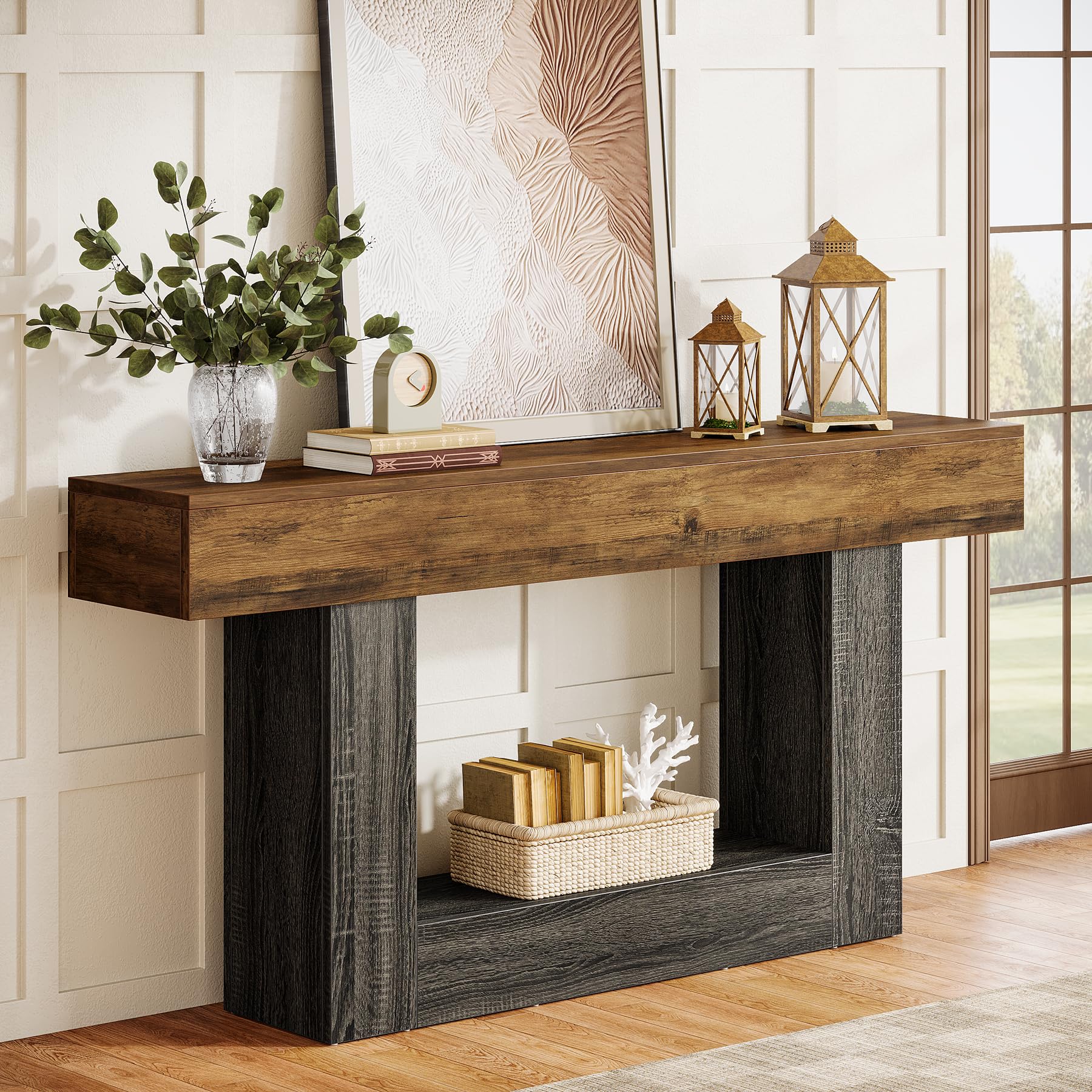 Tribesigns 100 cm consoletafel, boerderij entree, houten banktafel voor woonkamer, hal, entree, foyer, eiken Tribesigns 100 cm consoletafel, boerderij entree, houten banktafel voor woonkamer, hal, entree, foyer, eiken