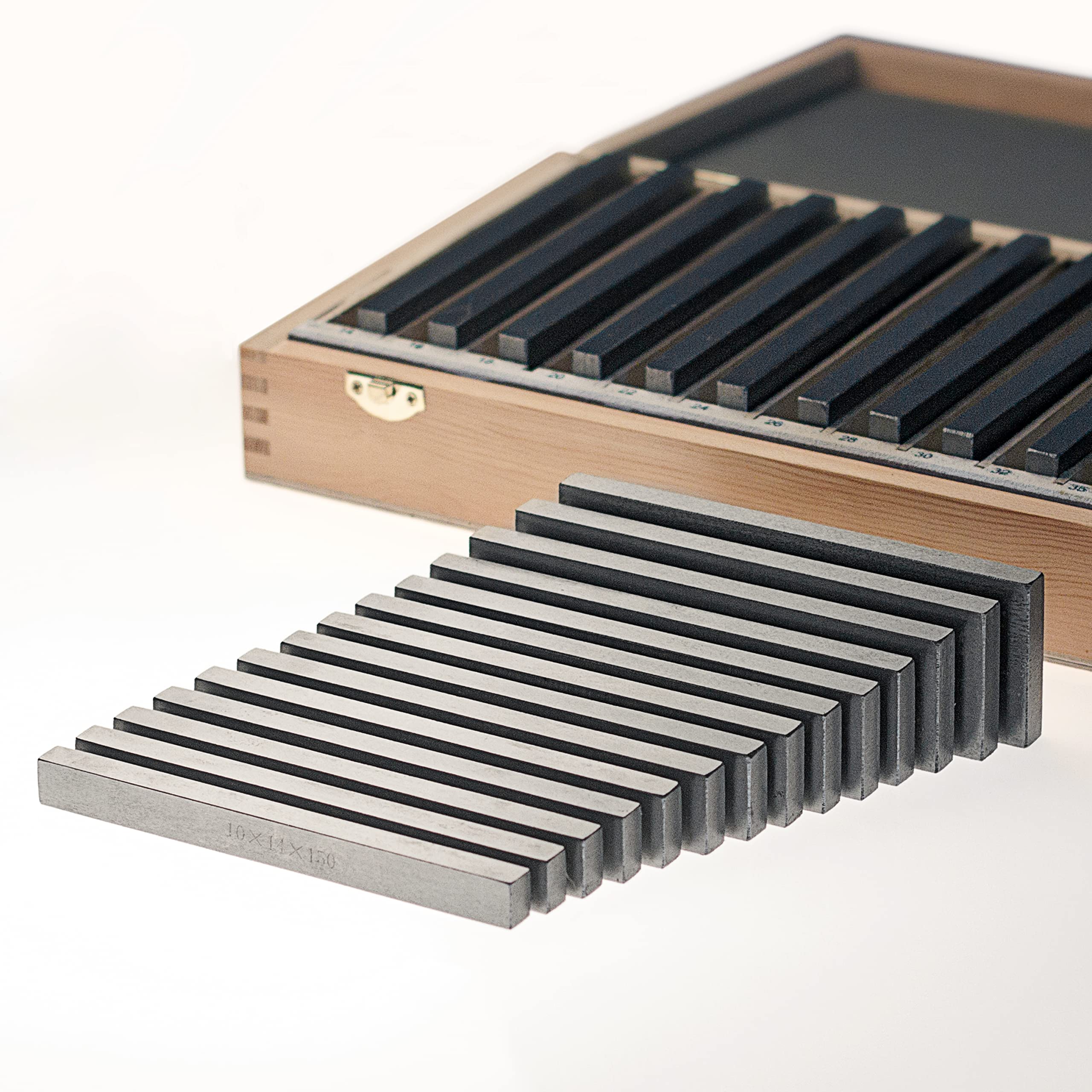 Juego de almohadillas paralelas de precisión (28 unidades), longitud 150 mm, ancho 10 mm, DIN8168, base de fresado