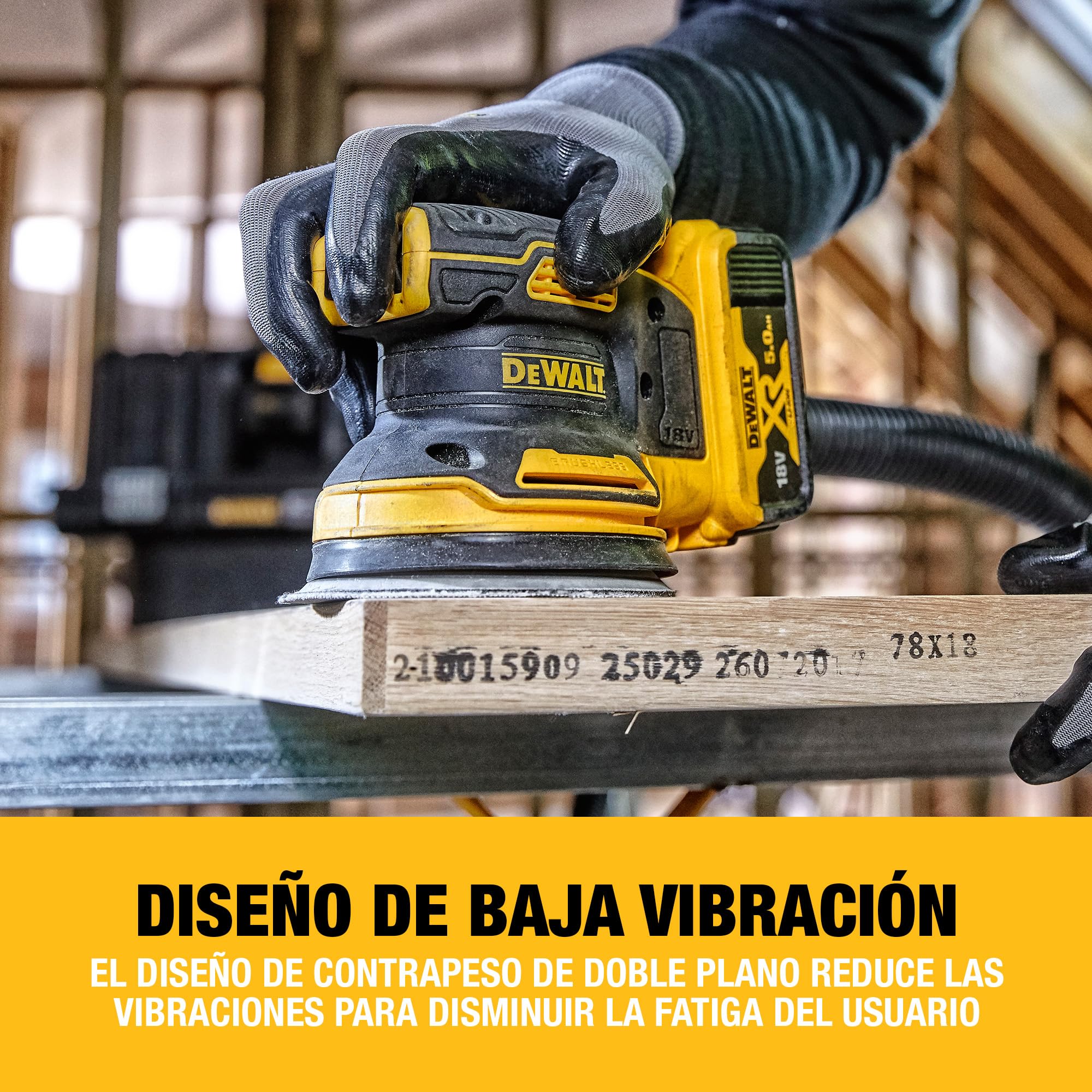 DEWALT Lijadora sin escobillas de 125 mm, 18V XR, Sin batería ni cargador, DCW210N-XJ