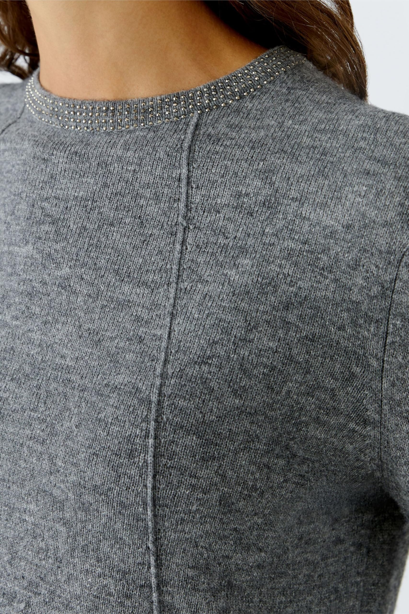Oui Damen Pullover lässig geschnitten Uni
