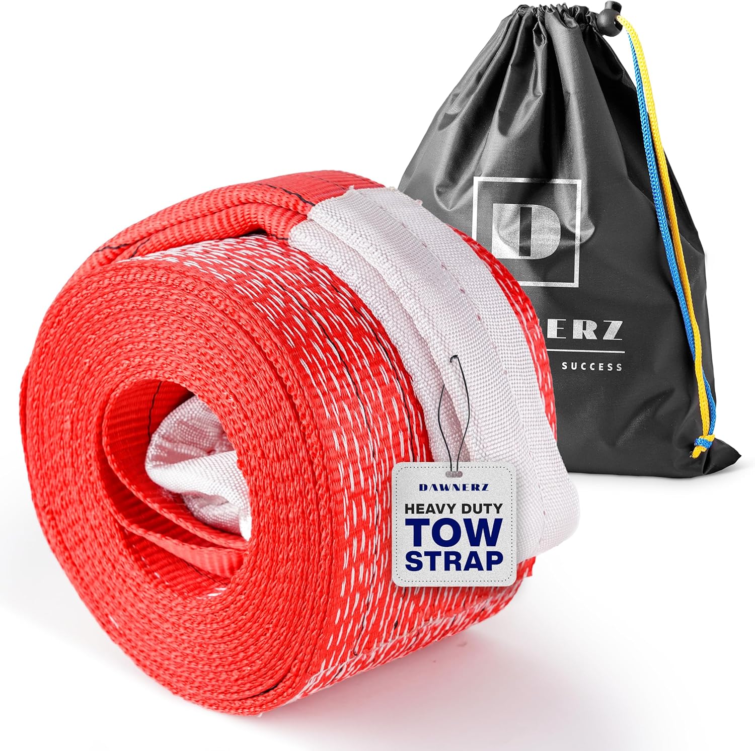 Heavy Duty Tow Strap 20 ft 85000 lbs Minimum Break Strength - Recovery Tow Rope 6 m 42 Tons for Truck Bus Tractor