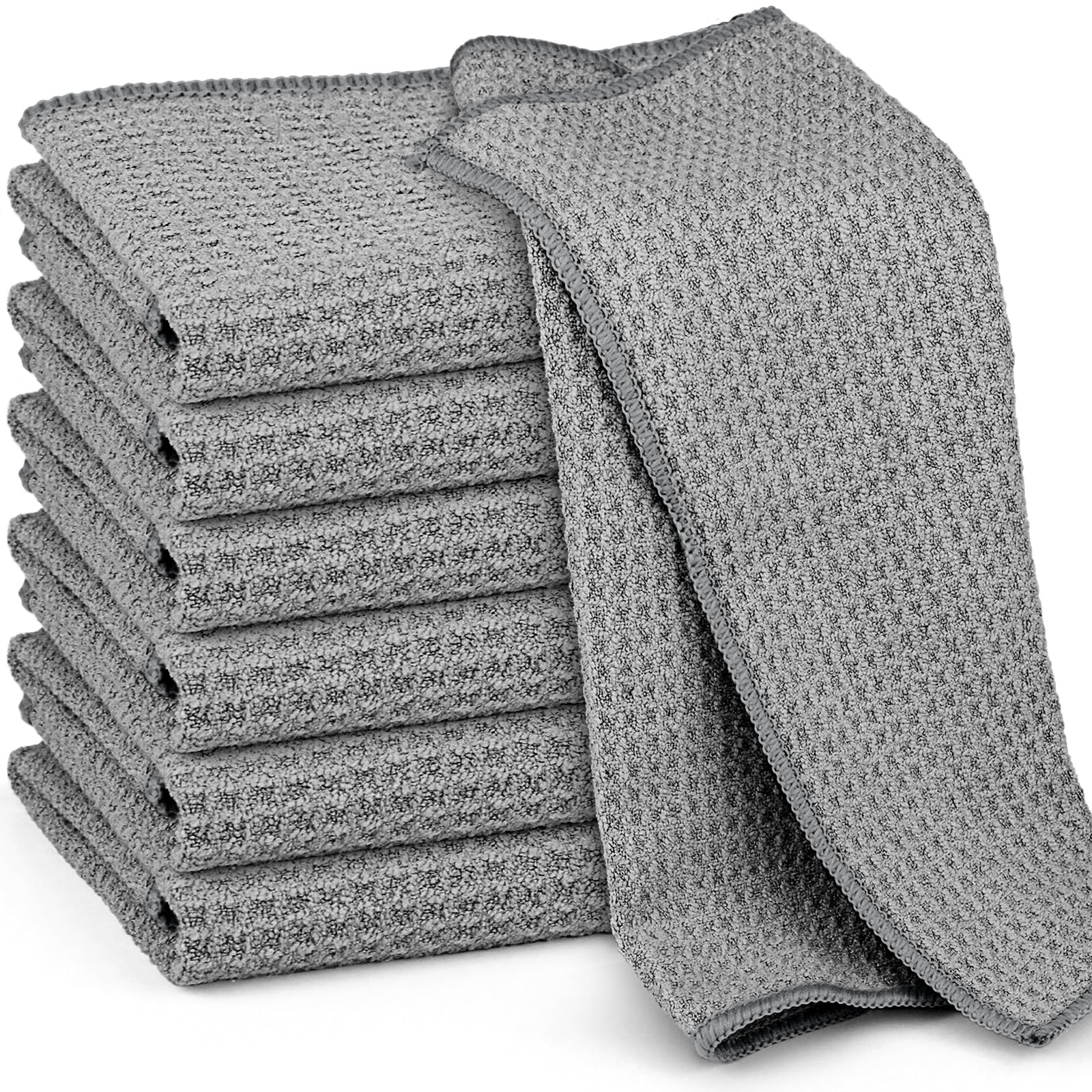 Ekedalen Microfiber Cleaning Cloth Waffle Weave for Dusting Absorbent Towel Quick Drying Dust Rags Household Kitchen, Lint Free Streak Free, 6 Pack,12 x 12 Inches, Grey