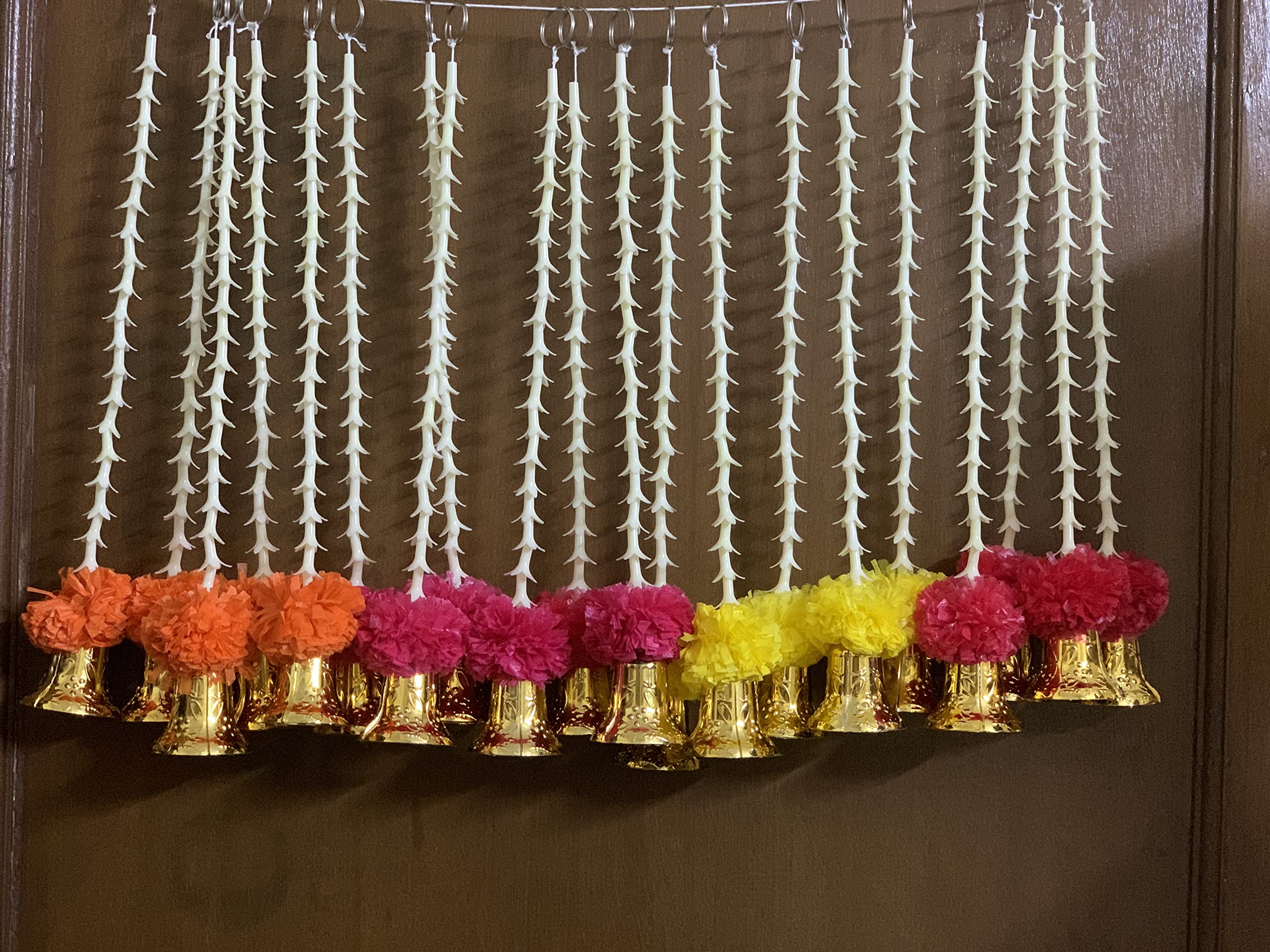 SPHINX Artificial Tuberose (rajnigandha) Marigold and Decorative Bell latkan Approx. 1 ft.- (Mixed Colors, 10)