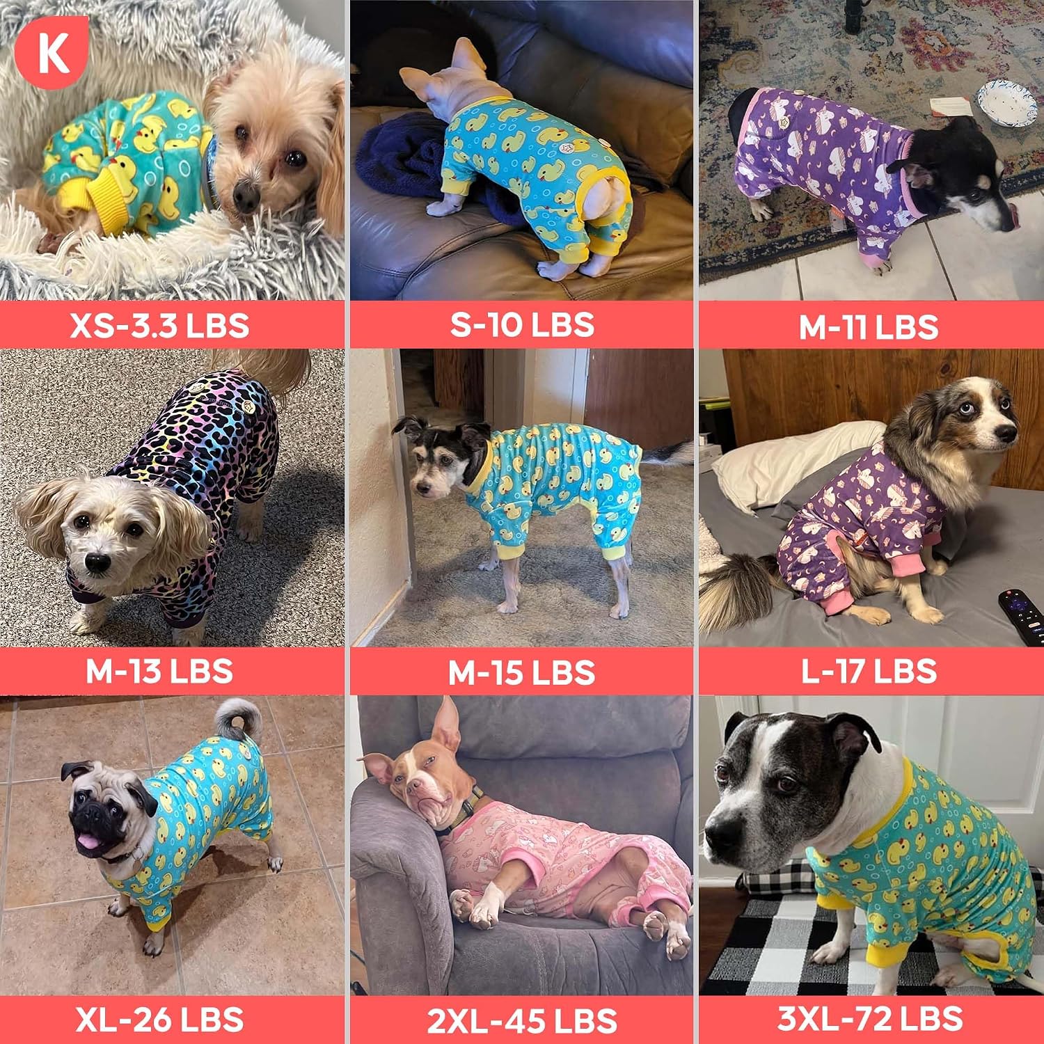 KYEESE Dog Pajamas Velvet Dog Pajamas Small Sized Dogs Soft Dogs Clothes Pjs with Pink Unicorn Pattern Stretchy Pet Jammies Coat Comfy Pet Onesie Costume, X-Large