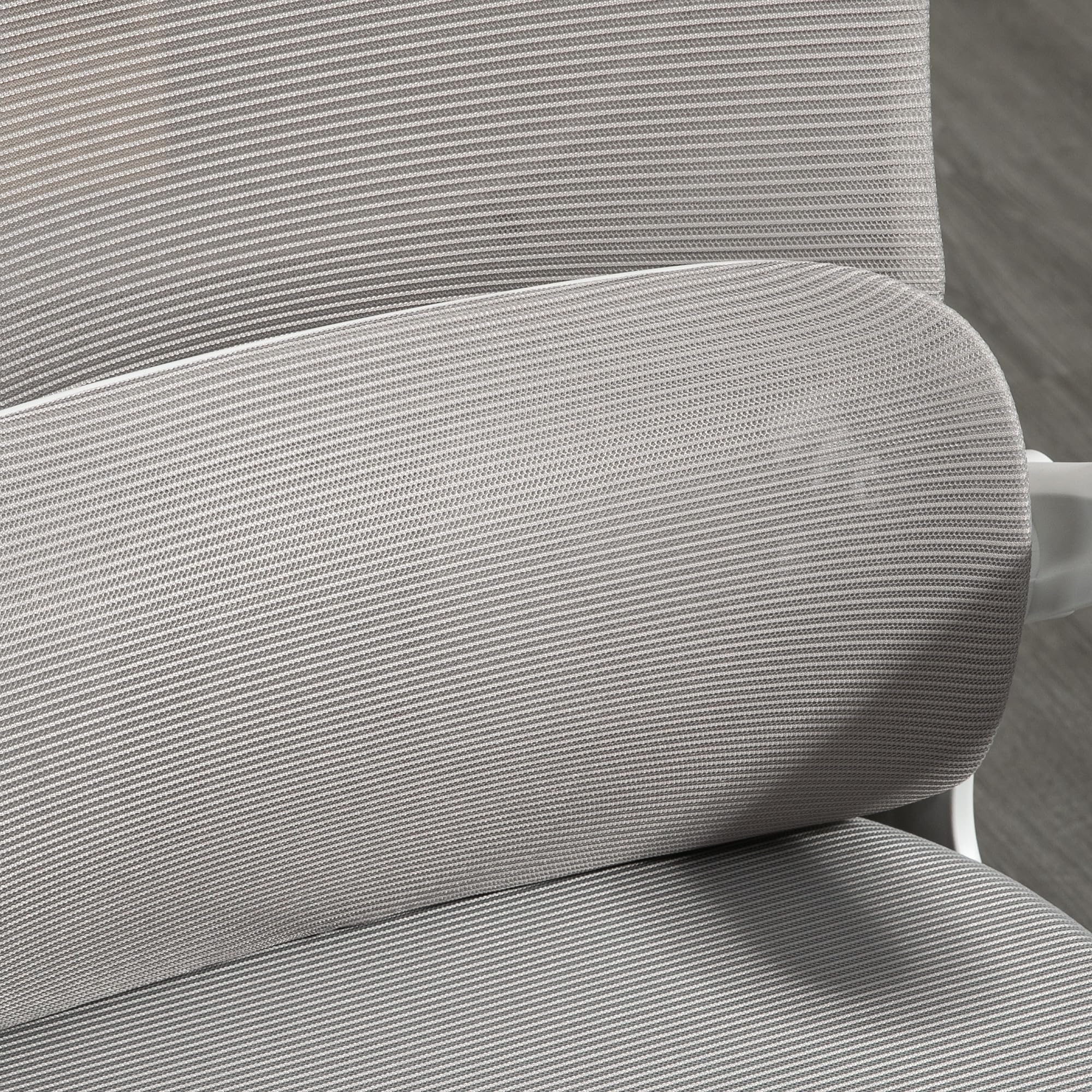 Vinsetto Fauteuil de Bureau Maille Respirant Accoudoirs Relevables Gris | Chaise Ergonomique, Pivotant, Appui-Tête Réglable, Support Lombaire, Hauteur d'Assise Réglable, Fonction de Bascule